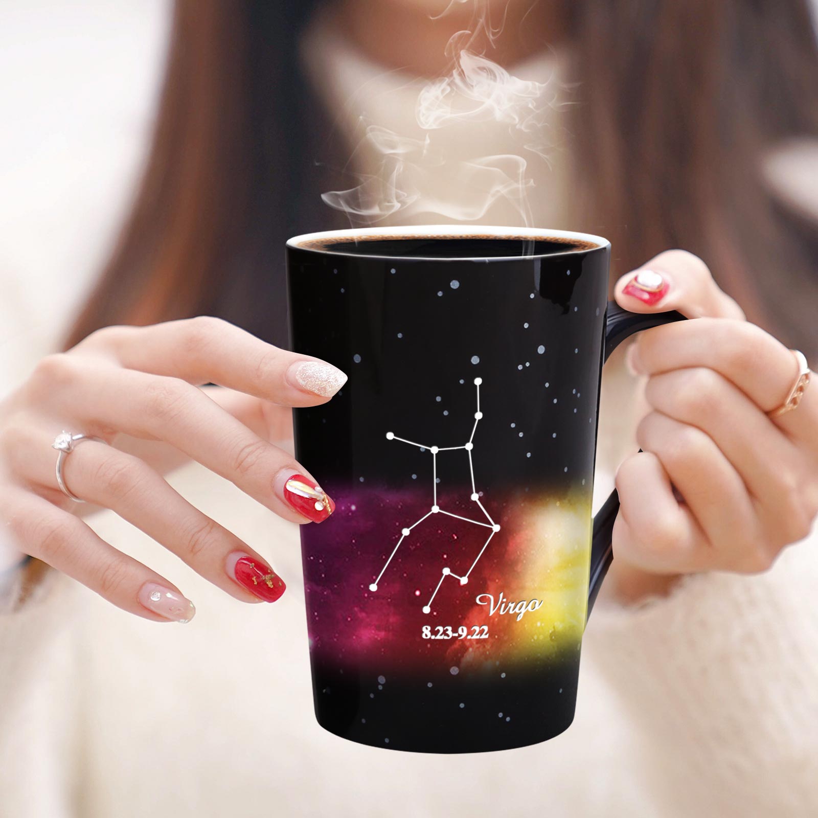 12# Starry Sky-Purple Fantasy 12 Constellations，Color Changing Mug Magic Mug.