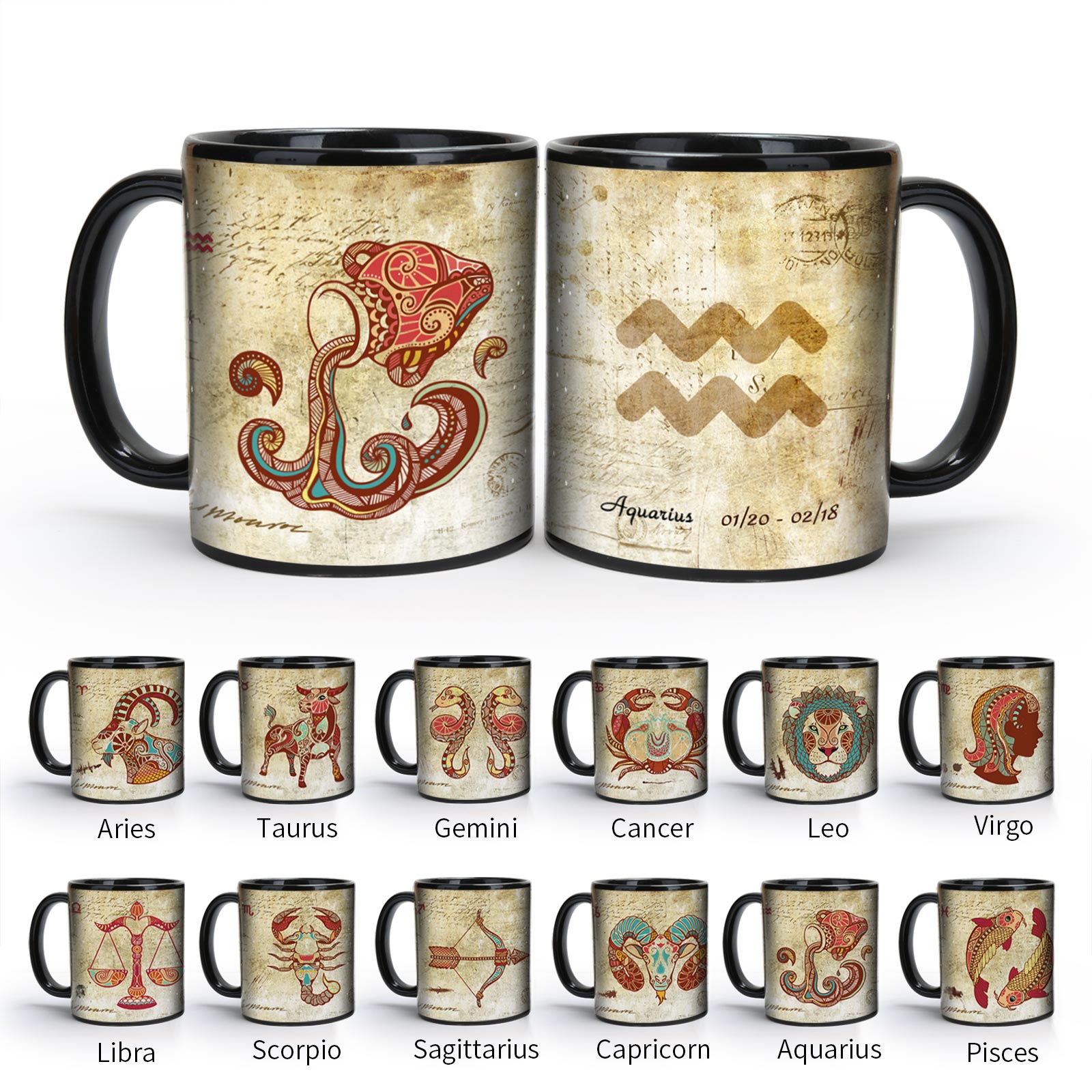 Starry Sky-Ancient time 12 Constellations，Color Changing Mug Magic Mug.