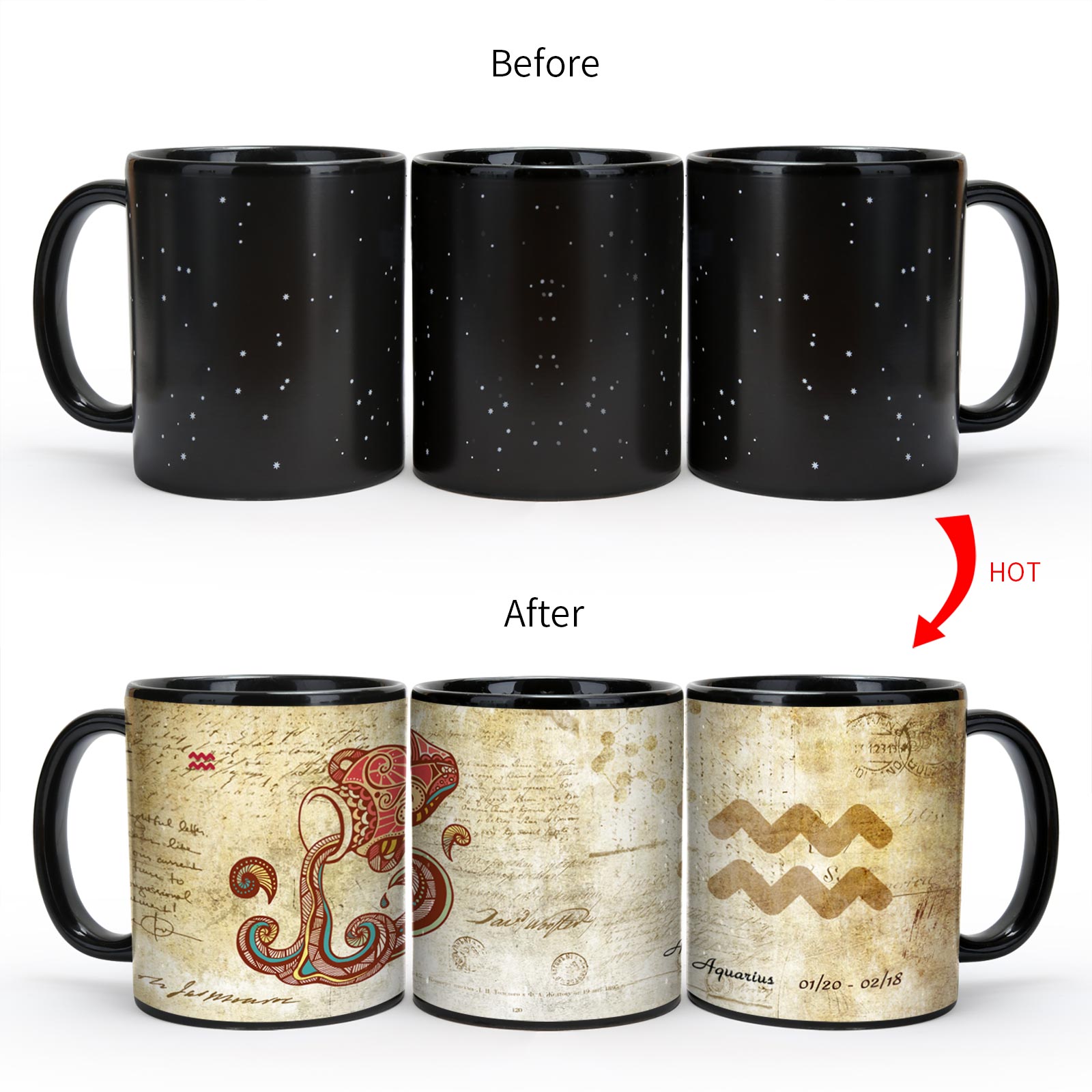 Starry Sky-Ancient time 12 Constellations，Color Changing Mug Magic Mug.