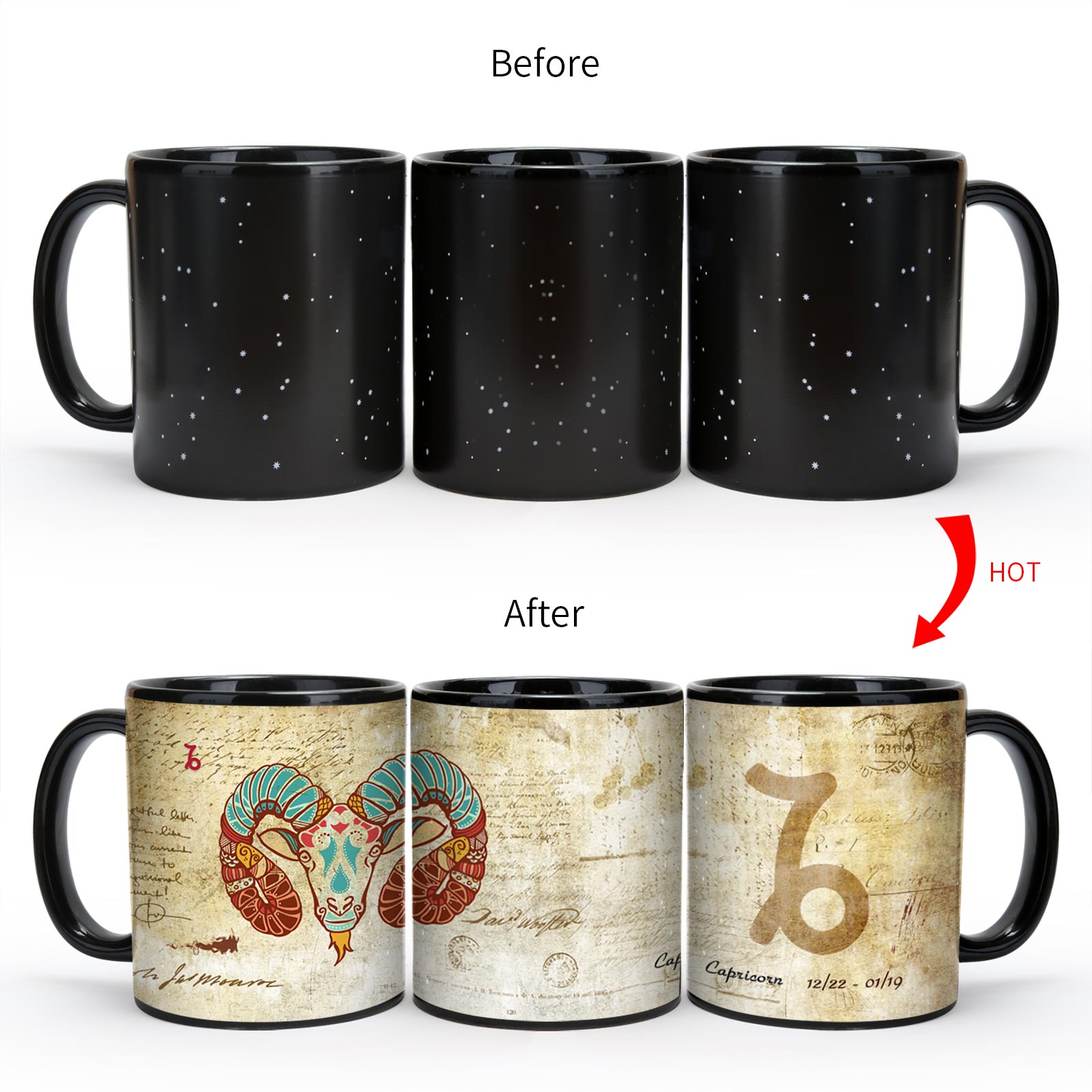 Starry Sky-Ancient time 12 Constellations，Color Changing Mug Magic Mug.