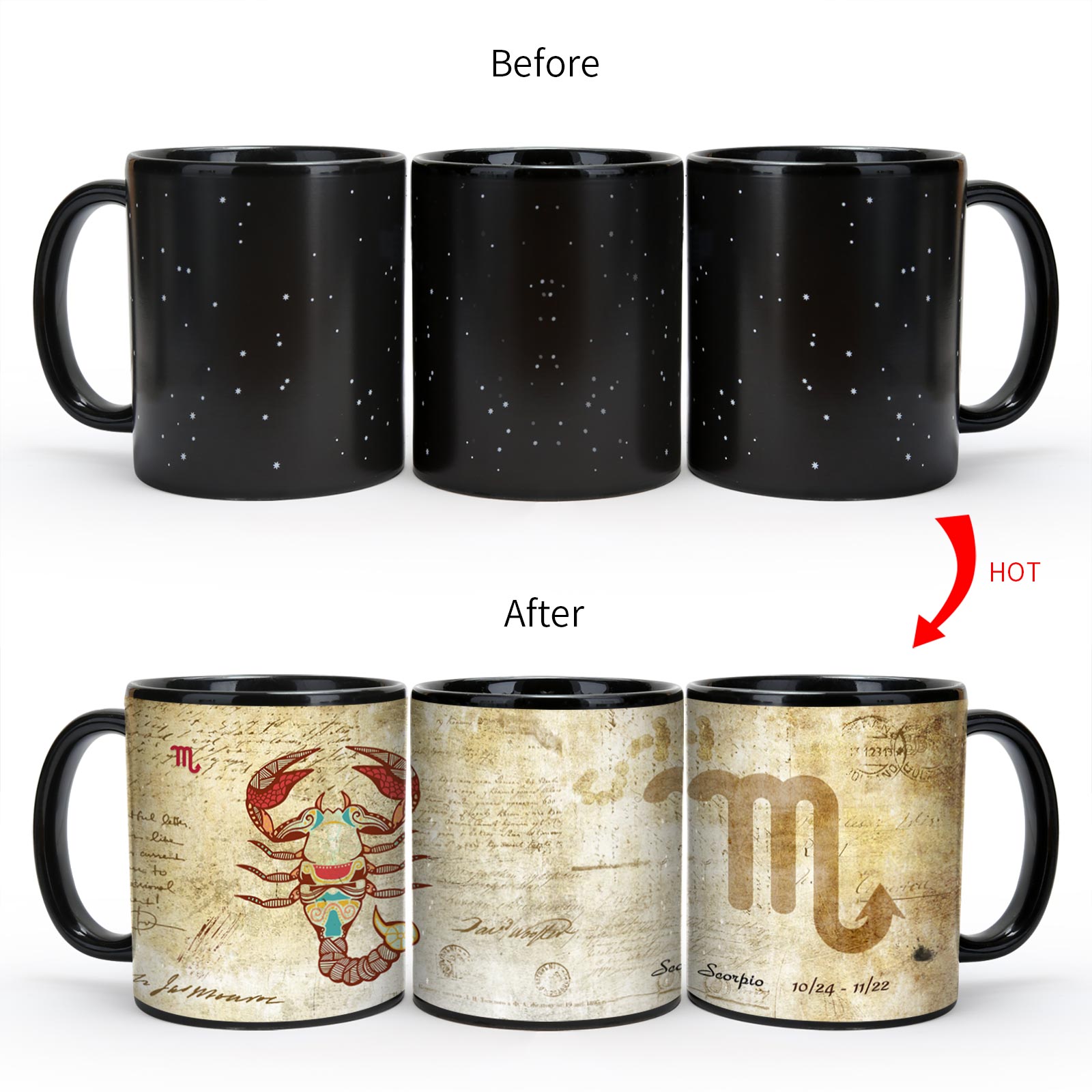 Starry Sky-Ancient time 12 Constellations，Color Changing Mug Magic Mug.