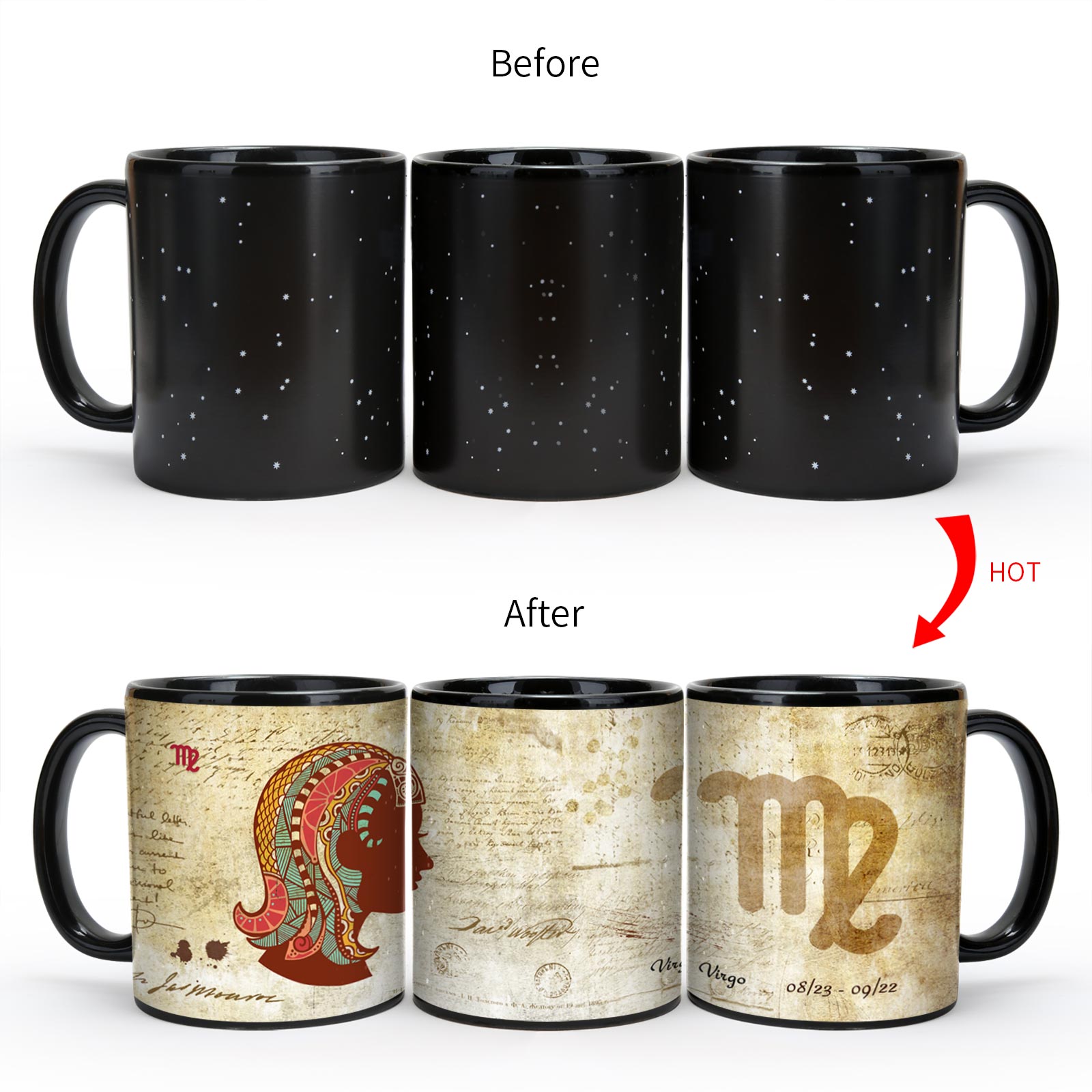 Starry Sky-Ancient time 12 Constellations，Color Changing Mug Magic Mug.