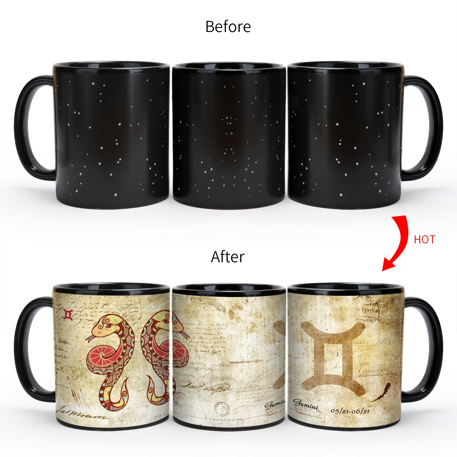 Starry Sky-Ancient time 12 Constellations，Color Changing Mug Magic Mug.