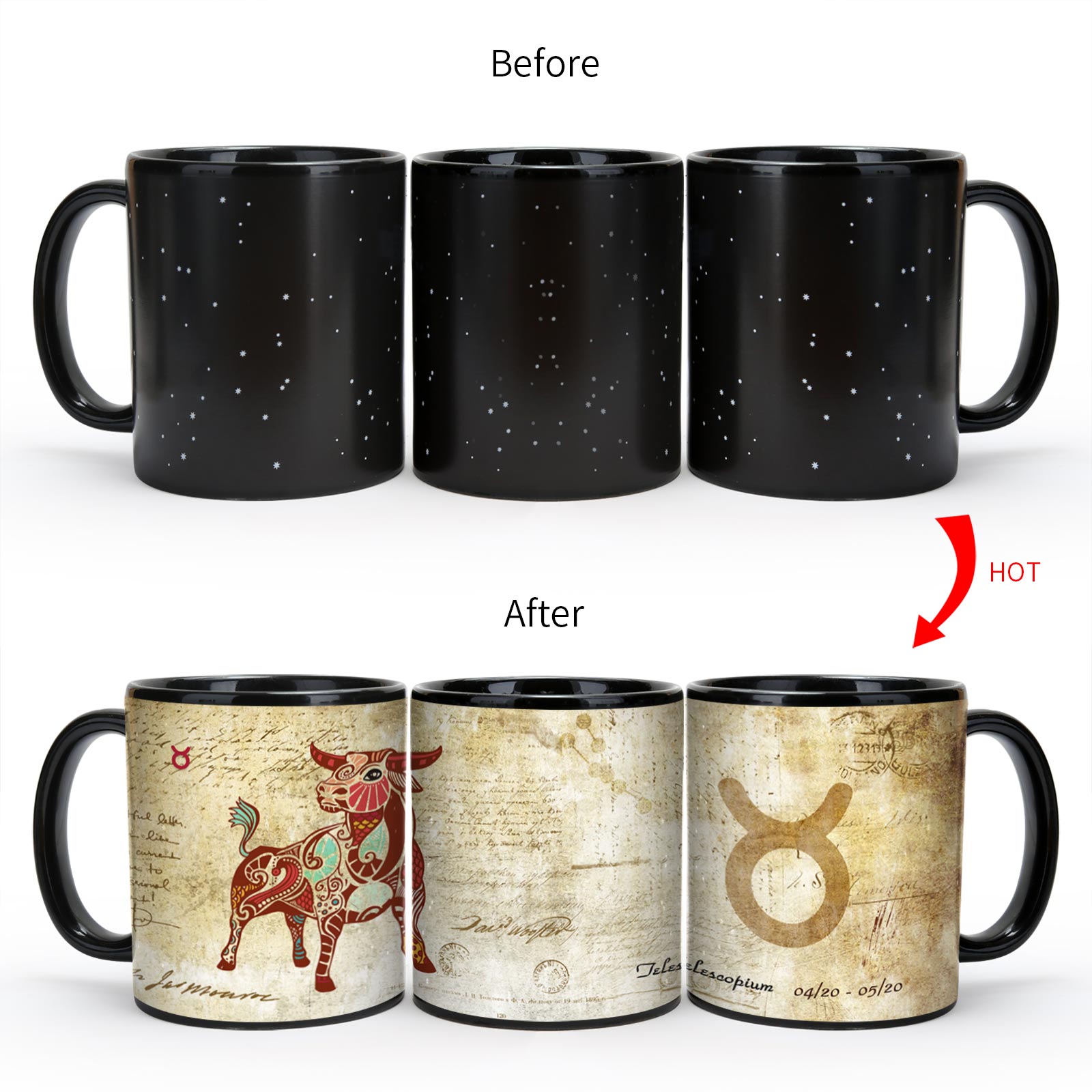 Starry Sky-Ancient time 12 Constellations，Color Changing Mug Magic Mug.