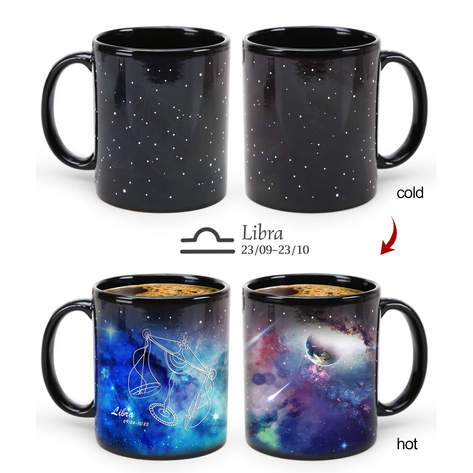 Starry Sky-Blue Dream 12 Constellations，Color Changing Mug Magic Mug.
