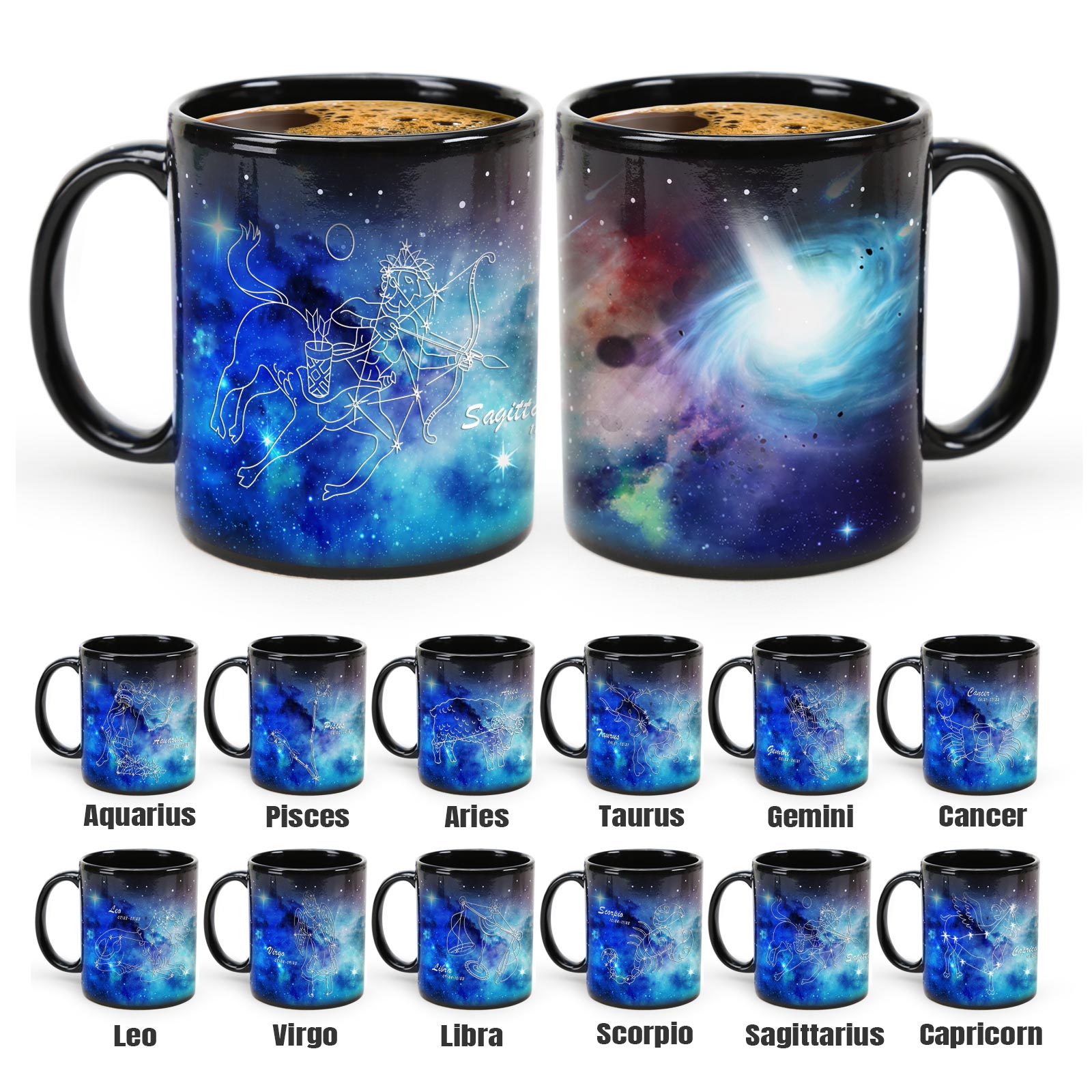 Starry Sky-Blue Dream 12 Constellations，Color Changing Mug Magic Mug.