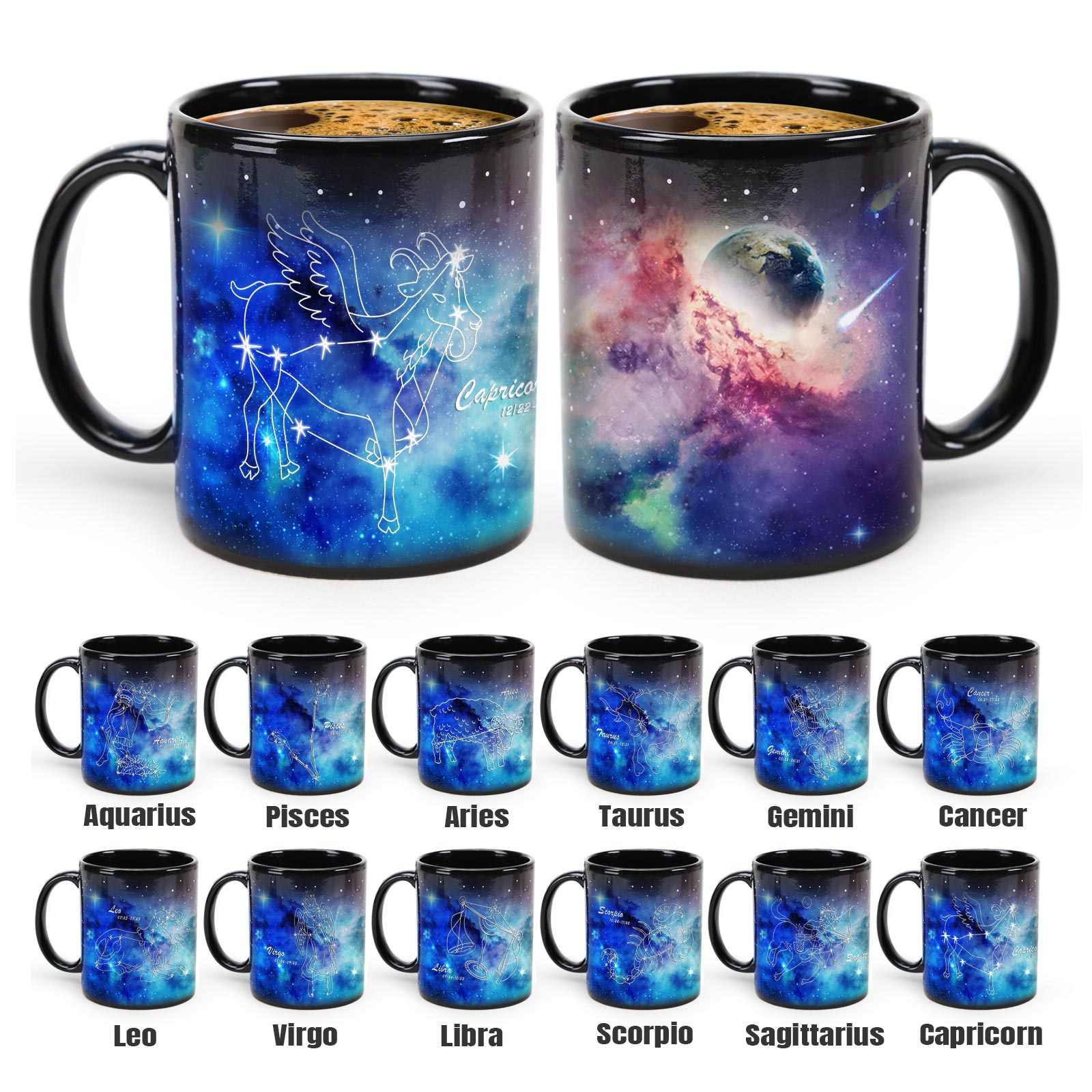 Starry Sky-Blue Dream 12 Constellations，Color Changing Mug Magic Mug.