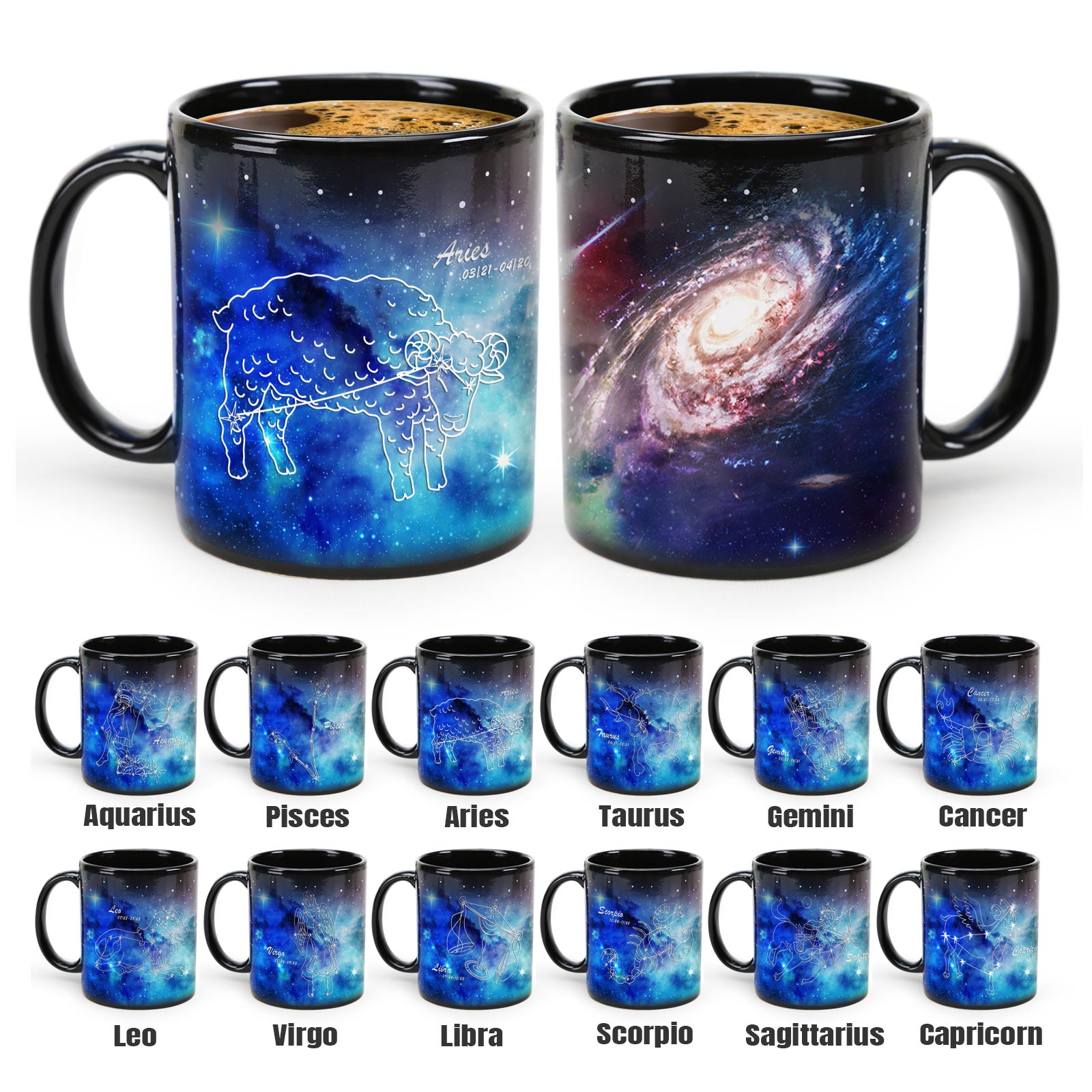 Starry Sky-Blue Dream 12 Constellations，Color Changing Mug Magic Mug.