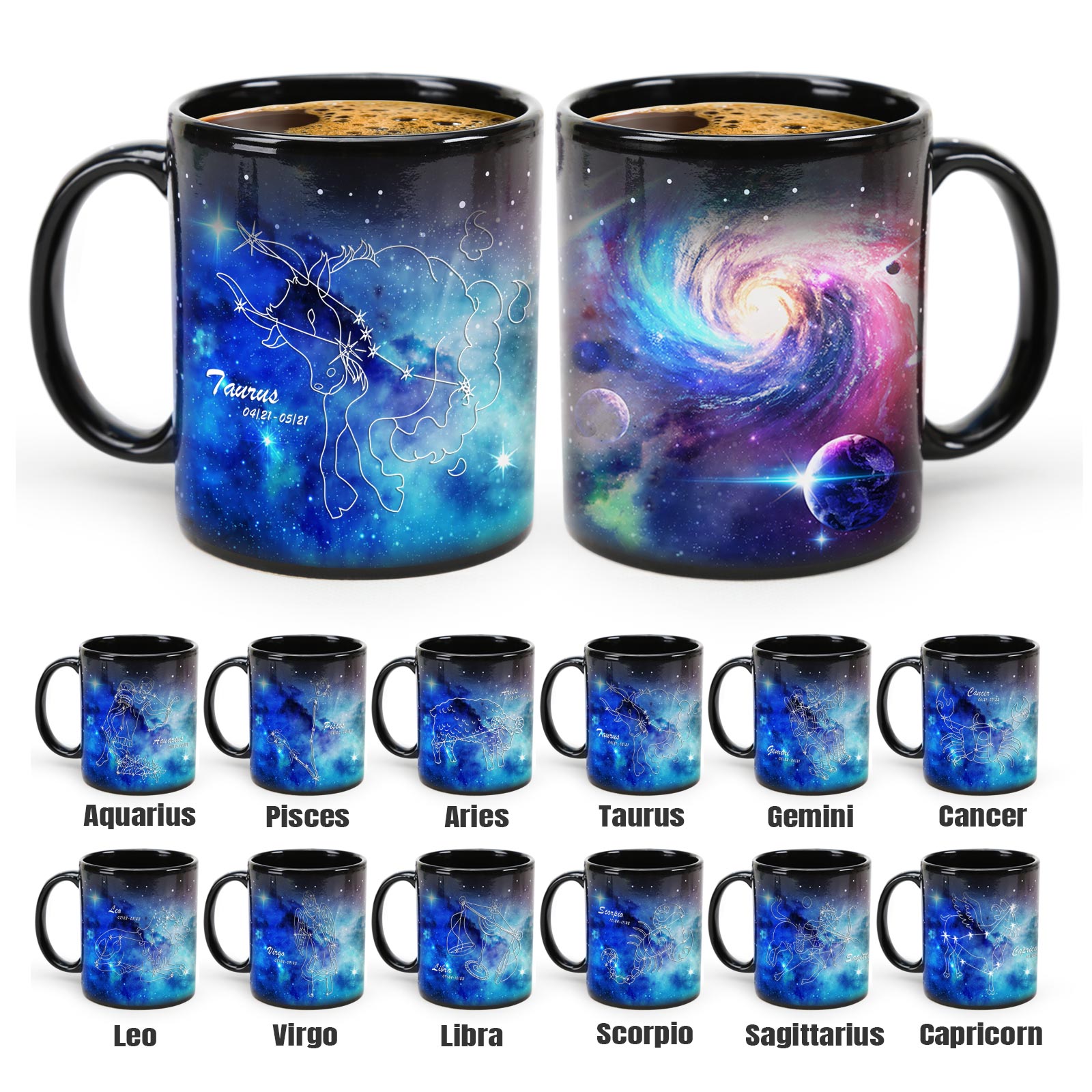 Starry Sky-Blue Dream 12 Constellations，Color Changing Mug Magic Mug.