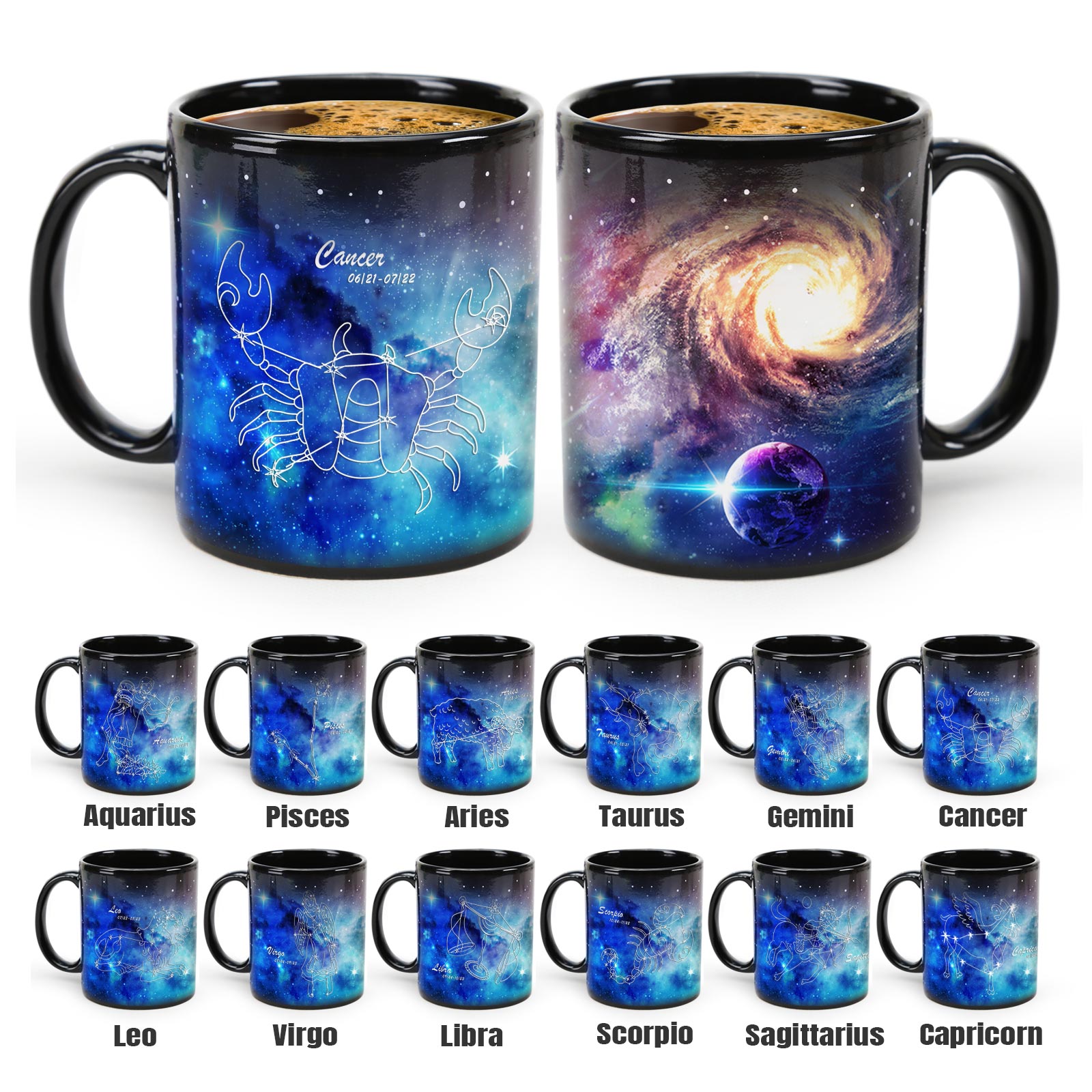 Starry Sky-Blue Dream 12 Constellations，Color Changing Mug Magic Mug.