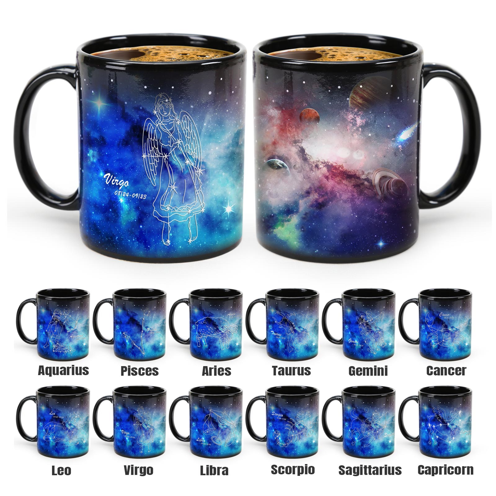 Starry Sky-Blue Dream 12 Constellations，Color Changing Mug Magic Mug.