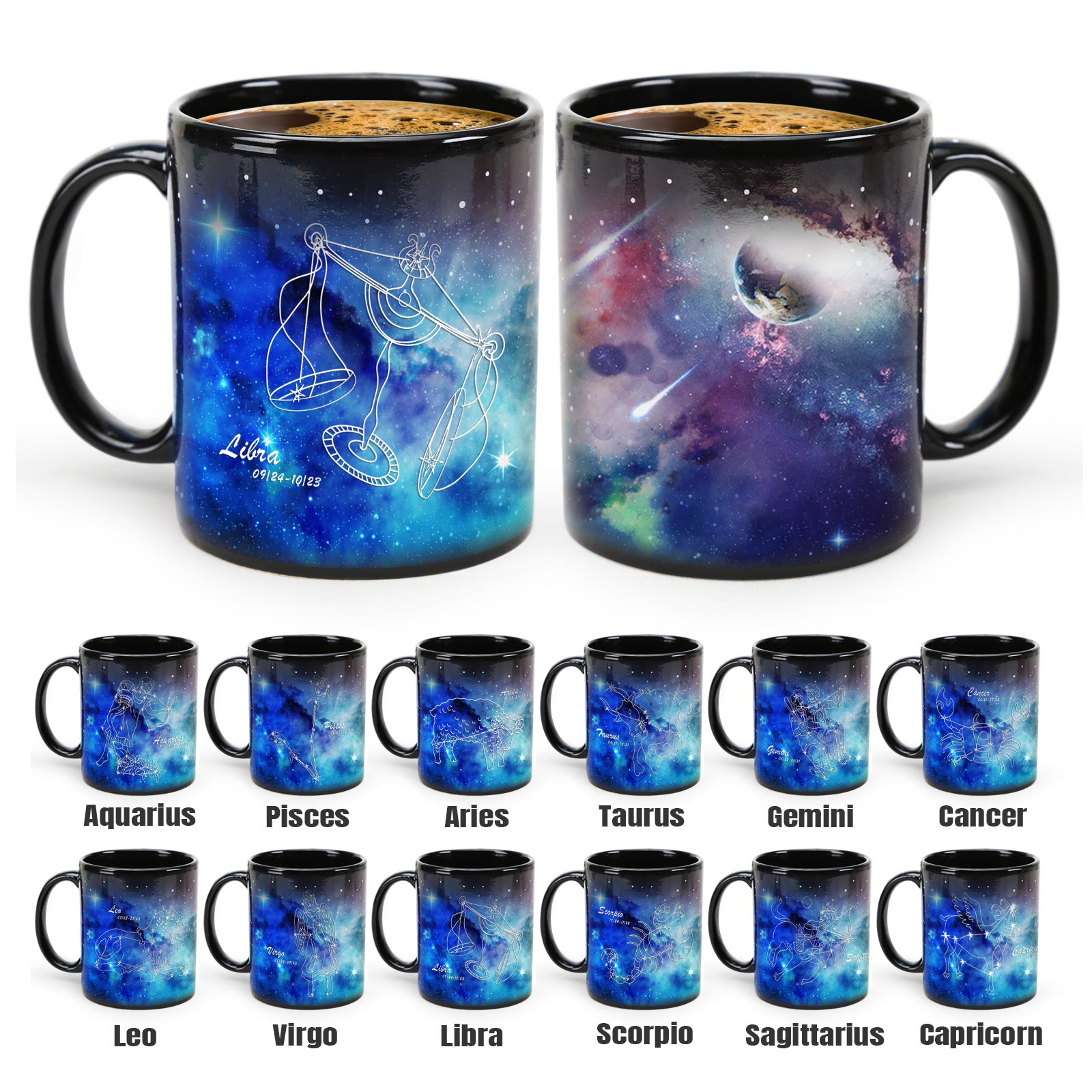 Starry Sky-Blue Dream 12 Constellations，Color Changing Mug Magic Mug.