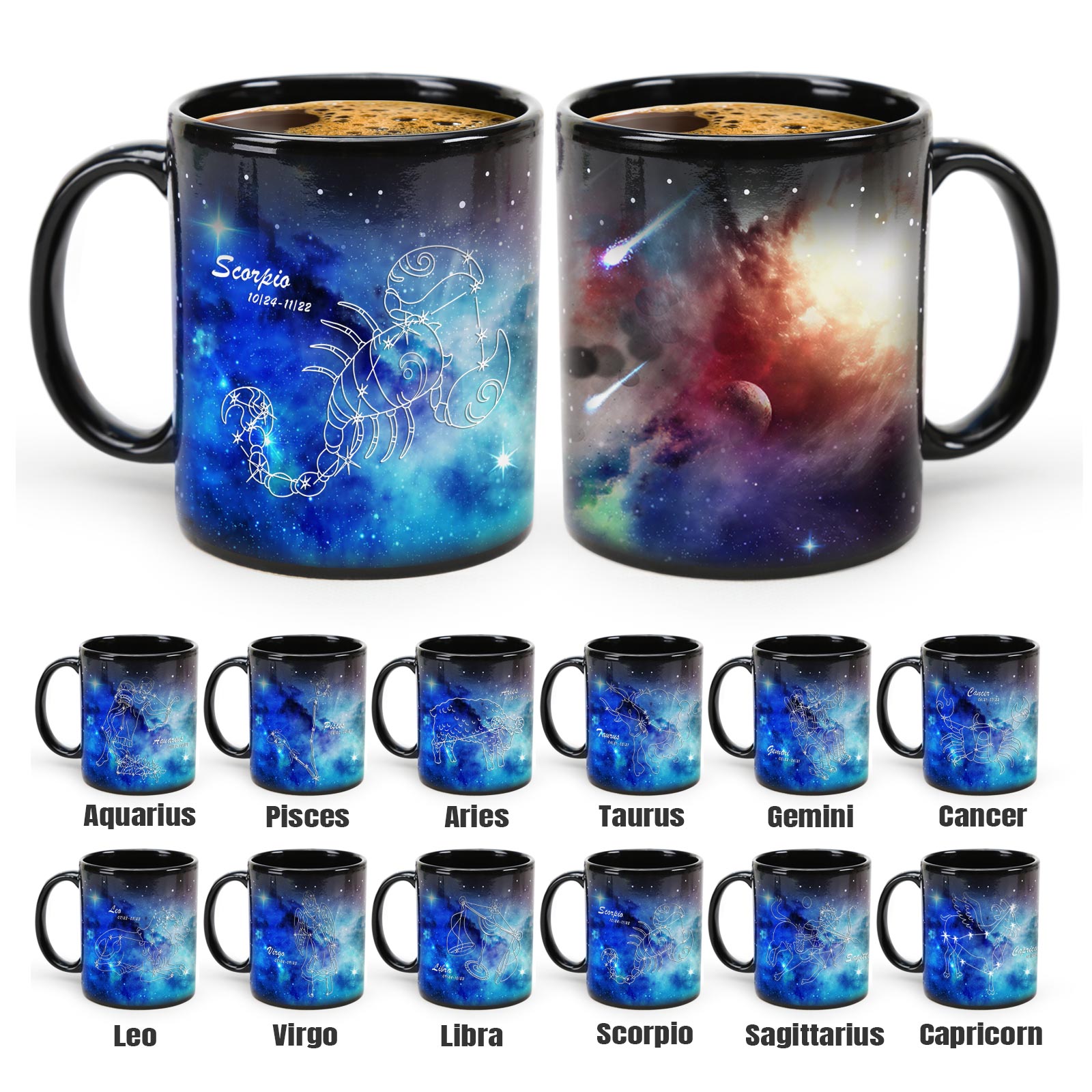 Starry Sky-Blue Dream 12 Constellations，Color Changing Mug Magic Mug.