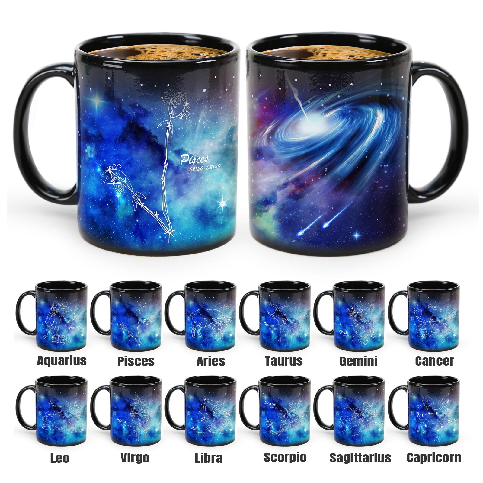 Starry Sky-Blue Dream 12 Constellations，Color Changing Mug Magic Mug.