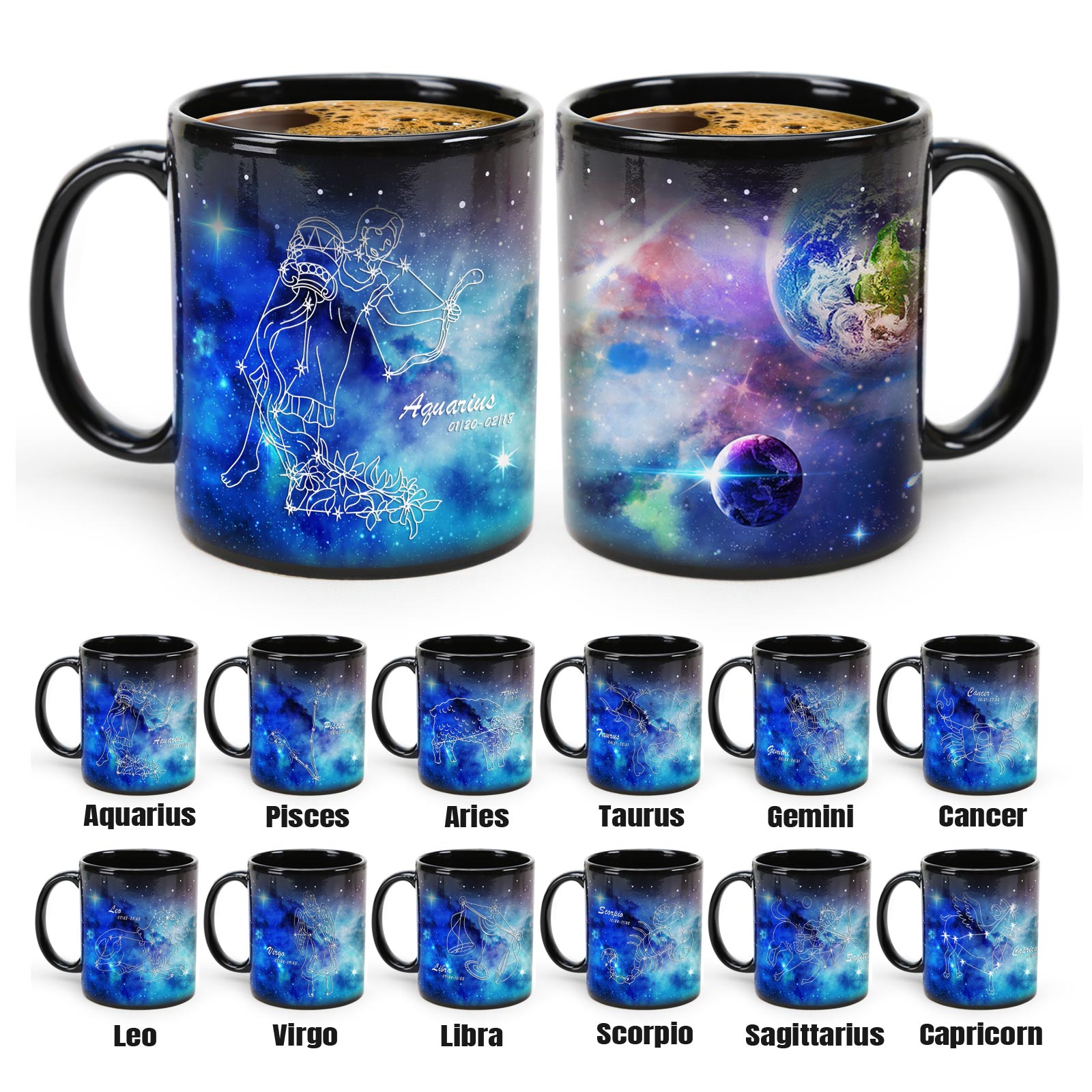 Starry Sky-Blue Dream 12 Constellations，Color Changing Mug Magic Mug.