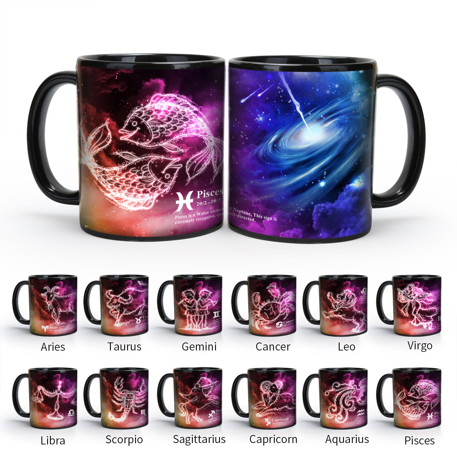Starry Sky-Purple Fantasy 12 Constellations，Color Changing Mug Magic Mug.