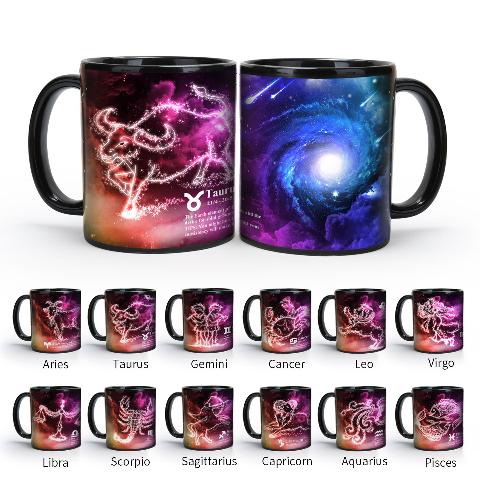 Starry Sky-Purple Fantasy 12 Constellations，Color Changing Mug Magic Mug.