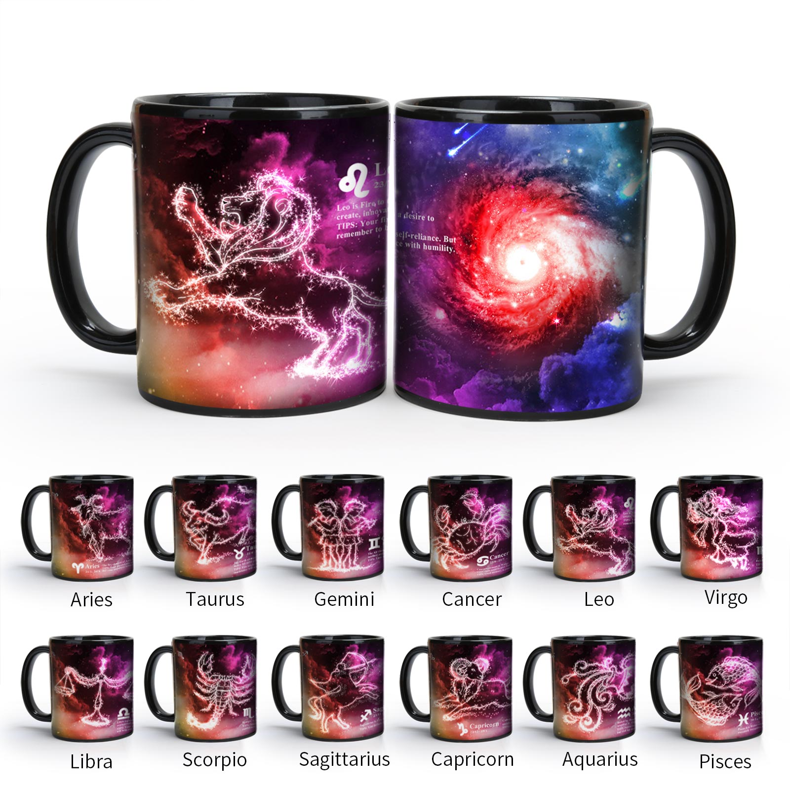 Starry Sky-Purple Fantasy 12 Constellations，Color Changing Mug Magic Mug.