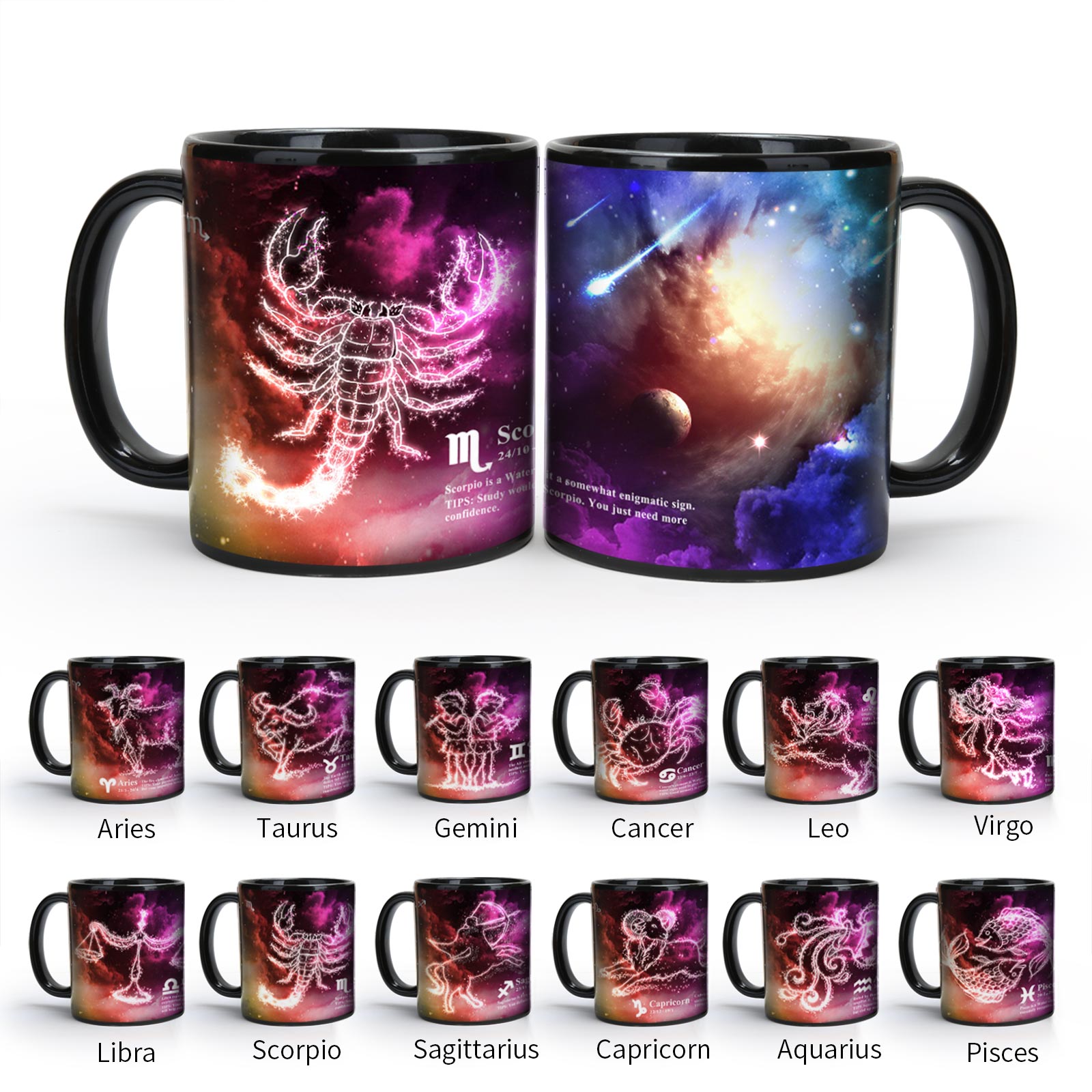 Starry Sky-Purple Fantasy 12 Constellations，Color Changing Mug Magic Mug.