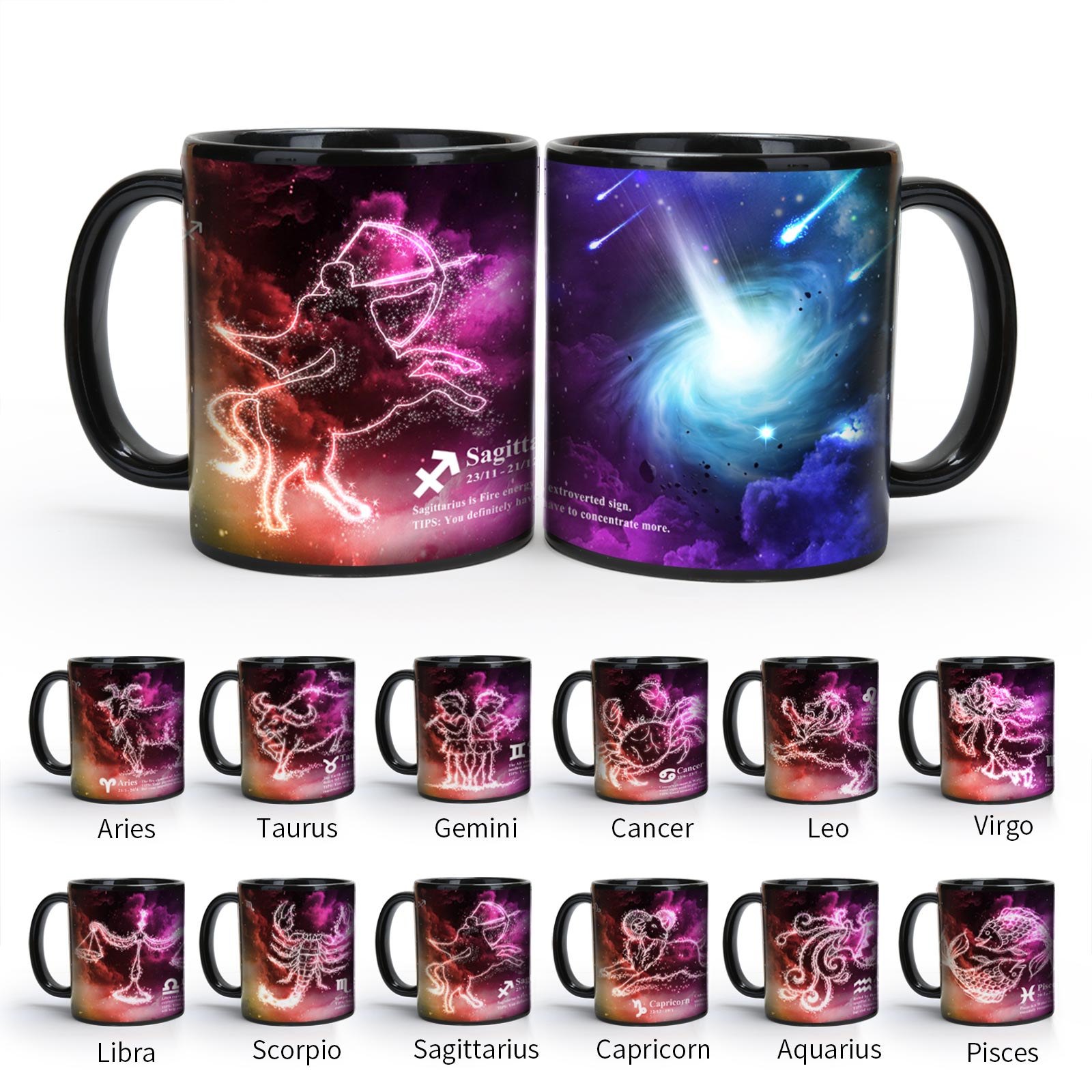 Starry Sky-Purple Fantasy 12 Constellations，Color Changing Mug Magic Mug.