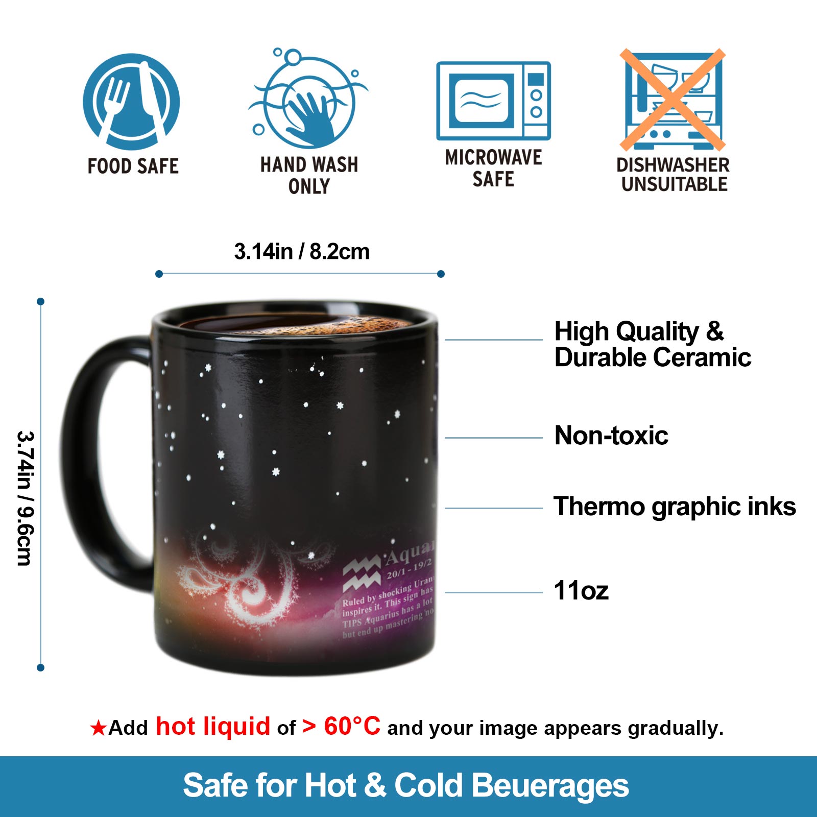Starry Sky-Purple Fantasy 12 Constellations，Color Changing Mug Magic Mug.