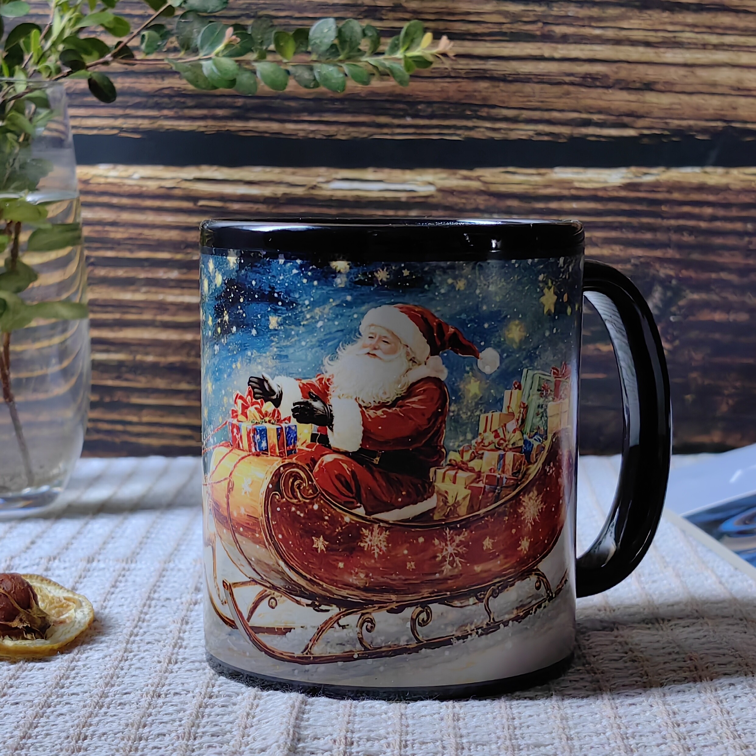 Stary-Deer cart &Santa Claus，Color Changing Mug Magic Mug.