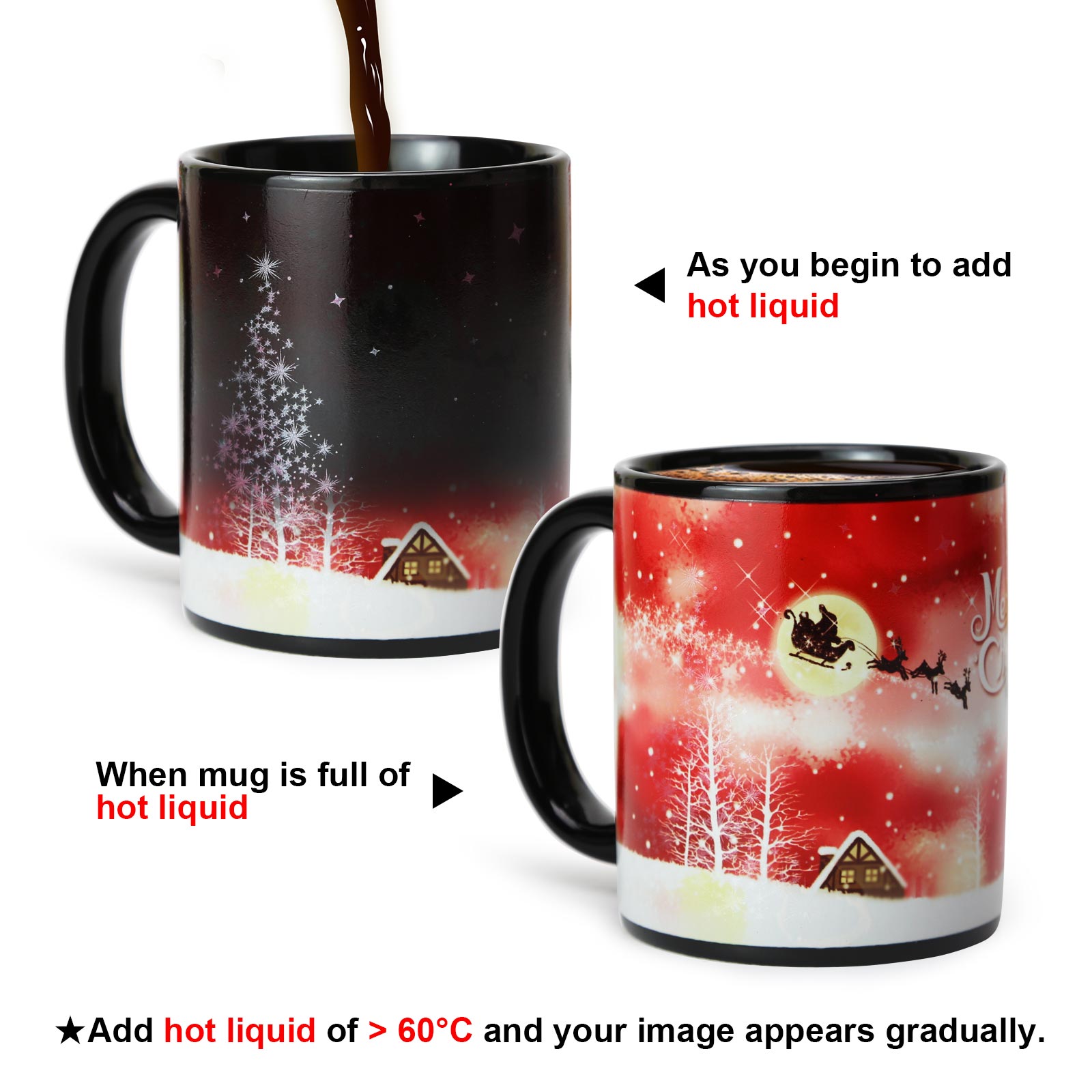 Christmas Tree-Snowman A，Color Changing Mug Magic Mug.