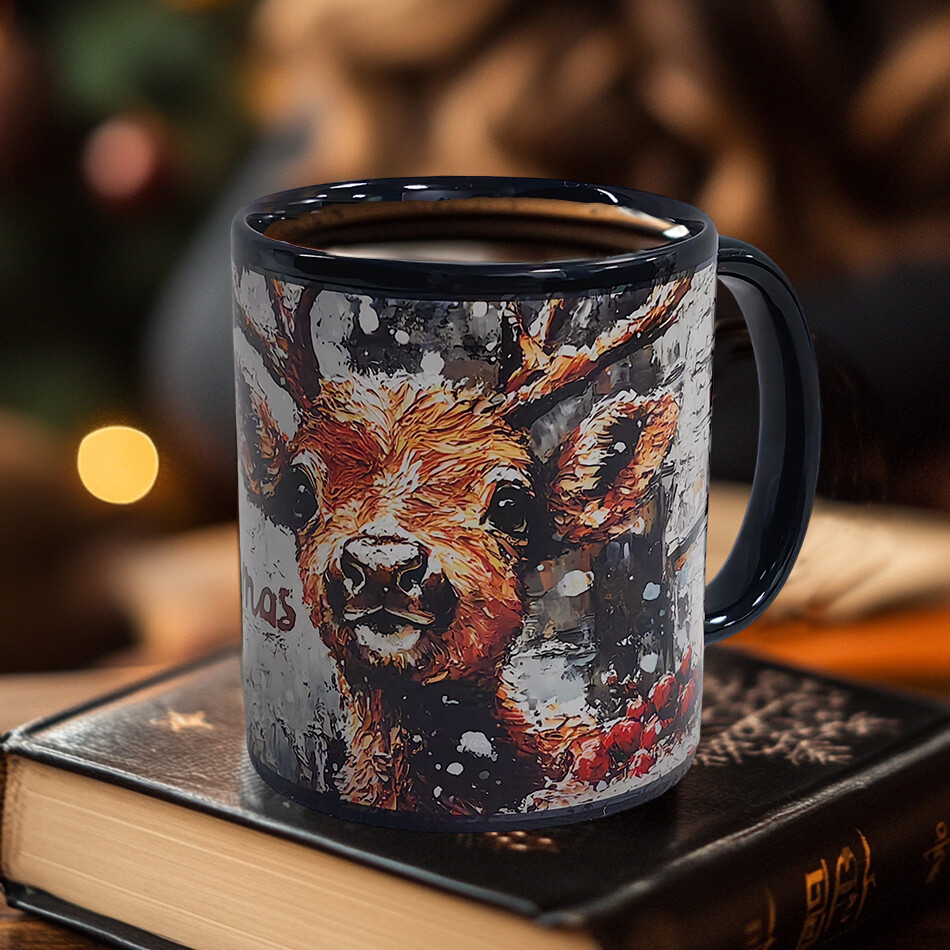B22-Tree-Trees & Deer，Color Changing Mug Magic Mug.