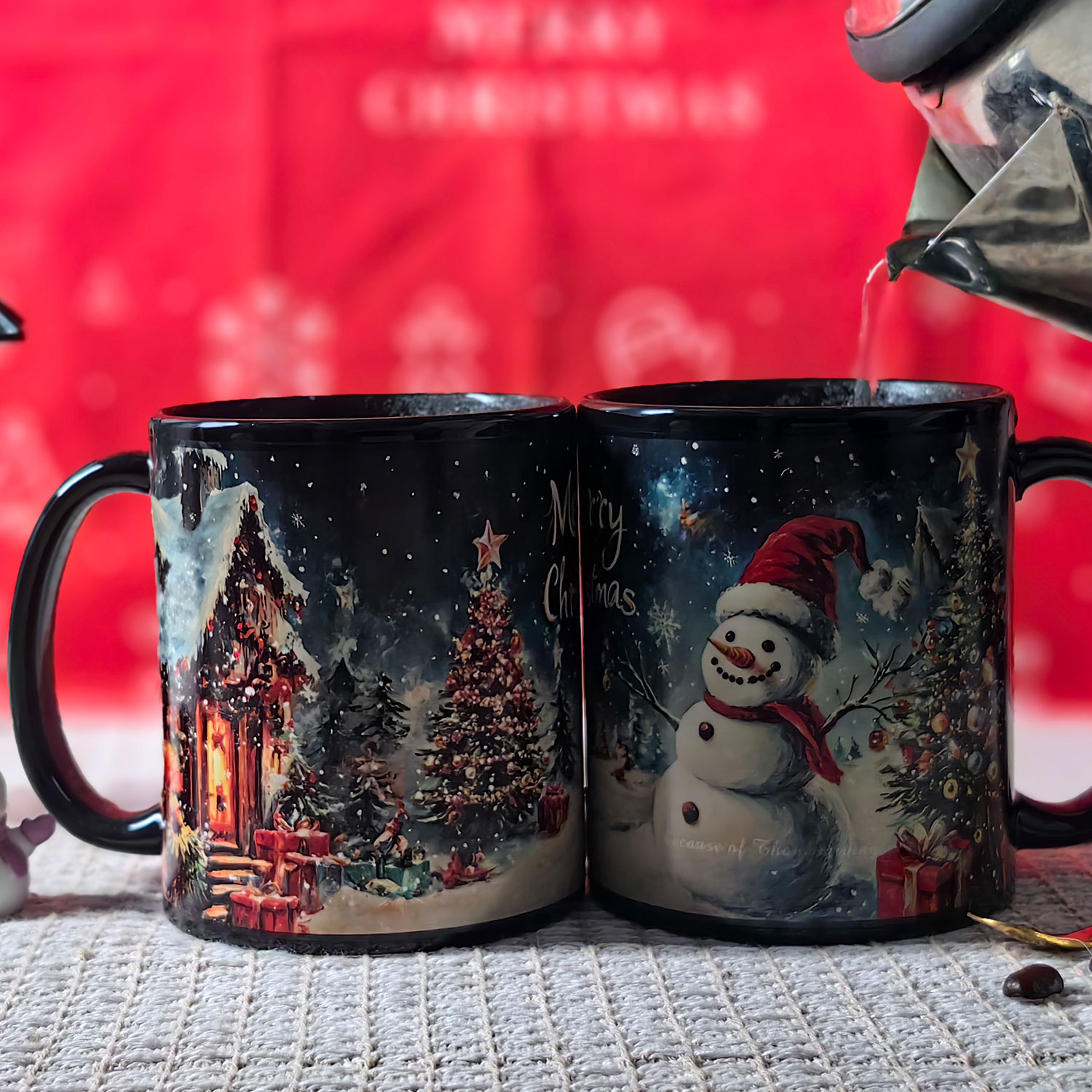 B21-Tree-Trees & Snowman，Color Changing Mug Magic Mug.