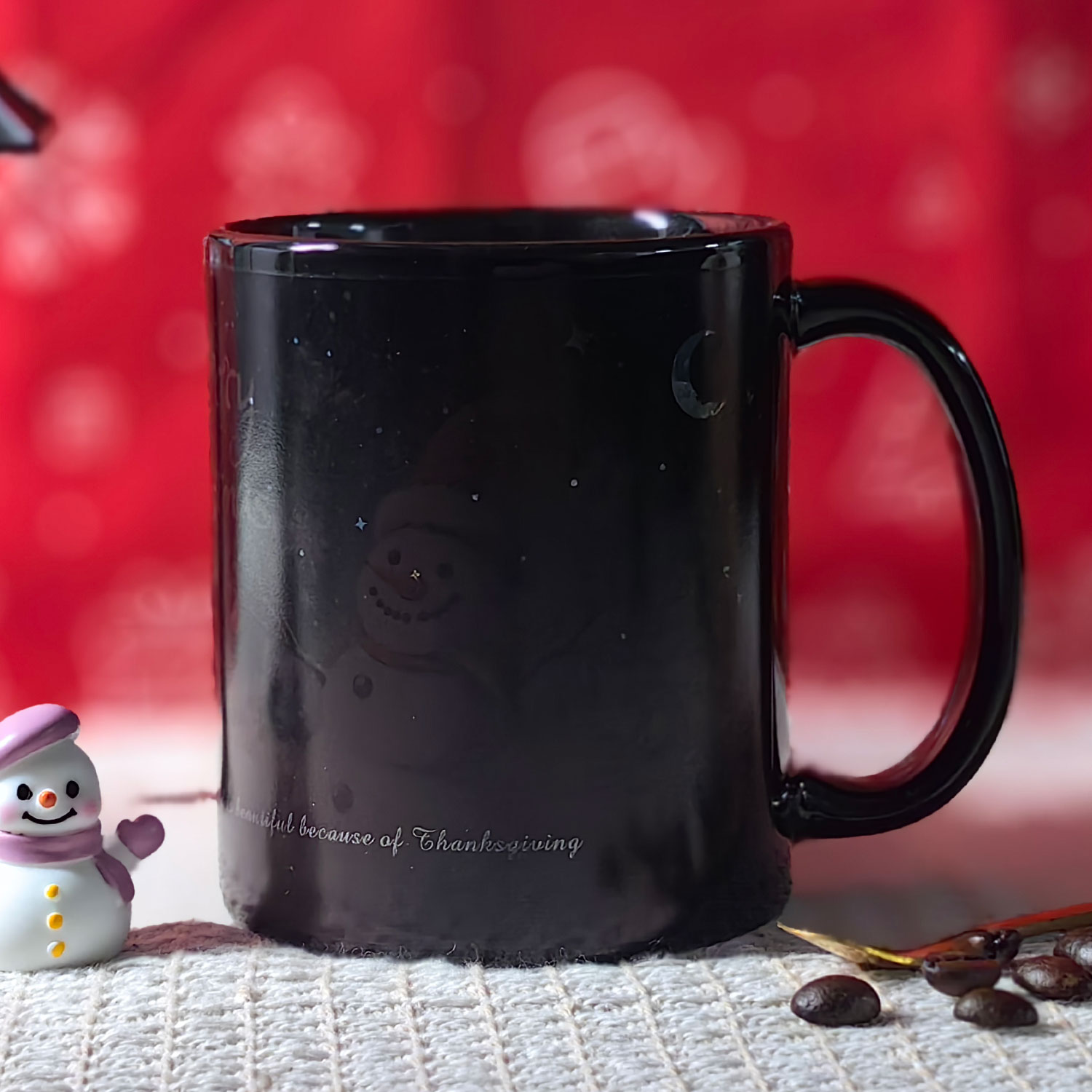 B21-Tree-Trees & Snowman，Color Changing Mug Magic Mug.