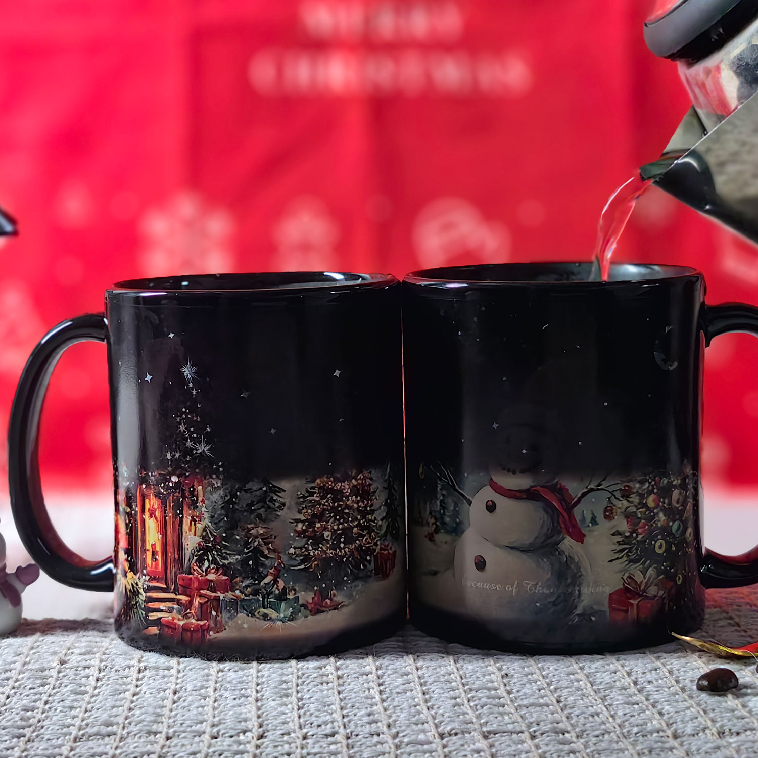B21-Tree-Trees & Snowman，Color Changing Mug Magic Mug.