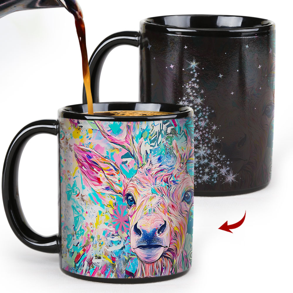 A22-Tree-Trees & Deer，Color Changing Mug Magic Mug.