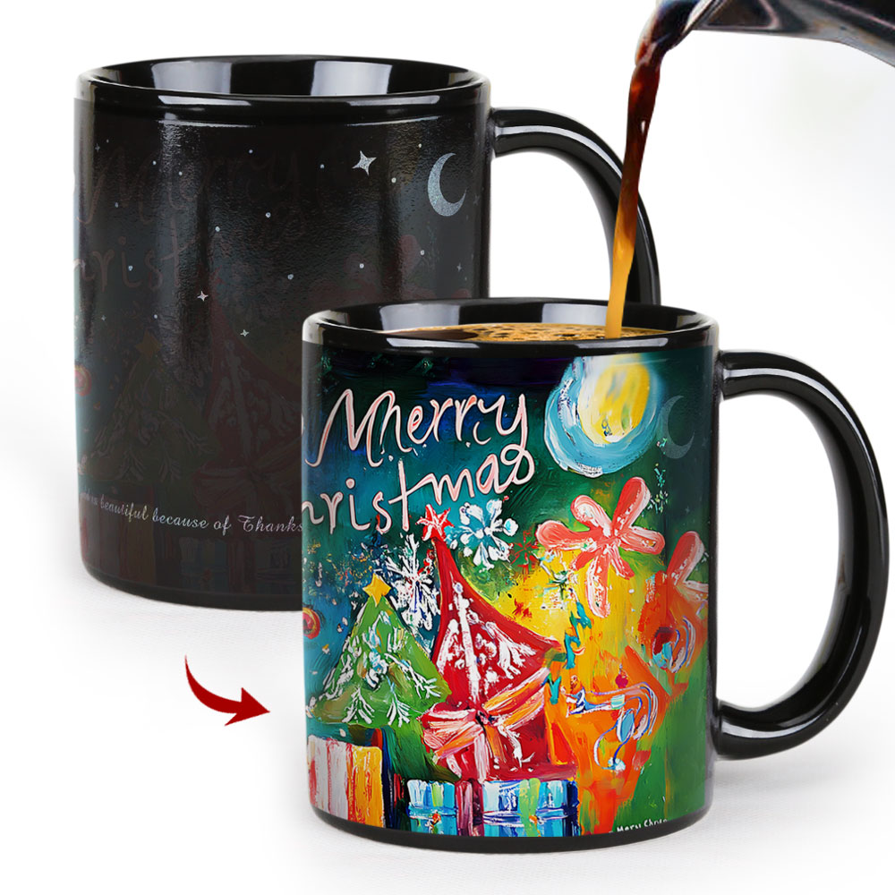 A21-Tree-Trees & Snowman，Color Changing Mug Magic Mug.