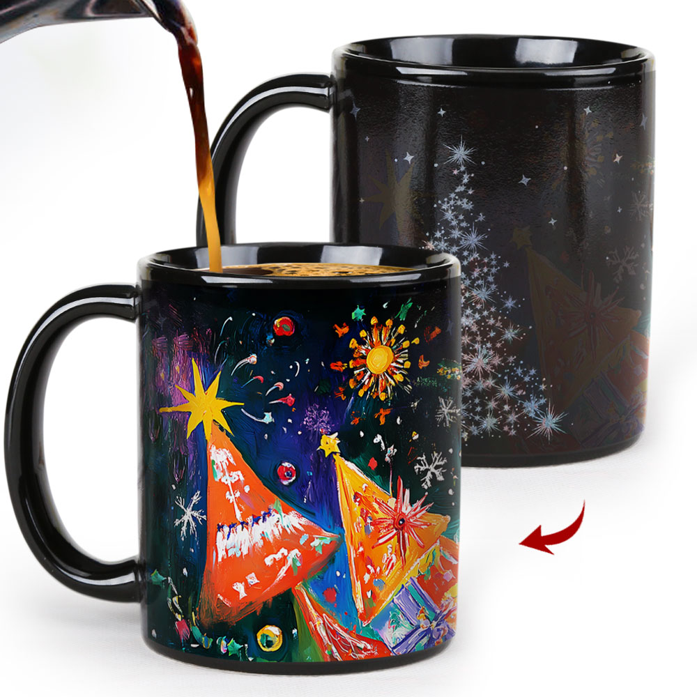 A21-Tree-Trees & Snowman，Color Changing Mug Magic Mug.