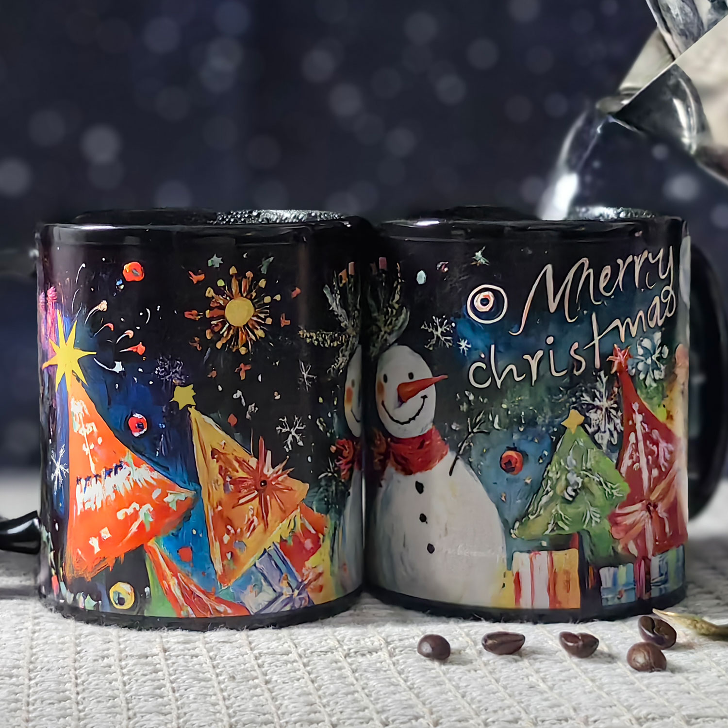 A21-Tree-Trees & Snowman，Color Changing Mug Magic Mug.
