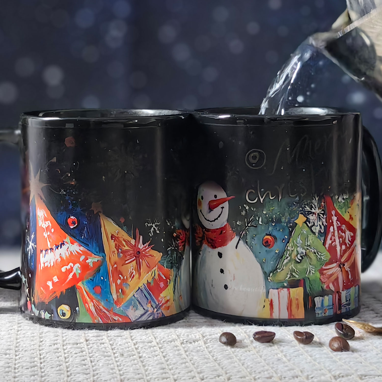 A21-Tree-Trees & Snowman，Color Changing Mug Magic Mug.