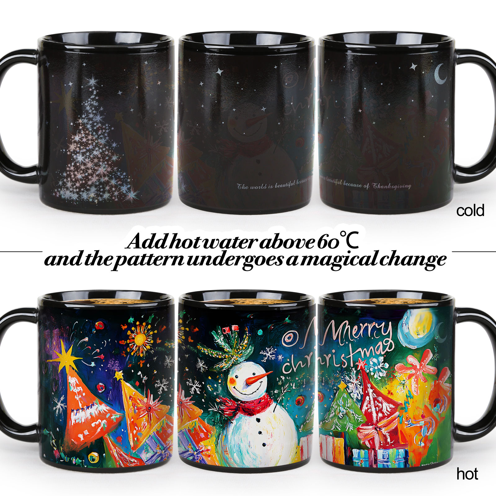 A21-Tree-Trees & Snowman，Color Changing Mug Magic Mug.