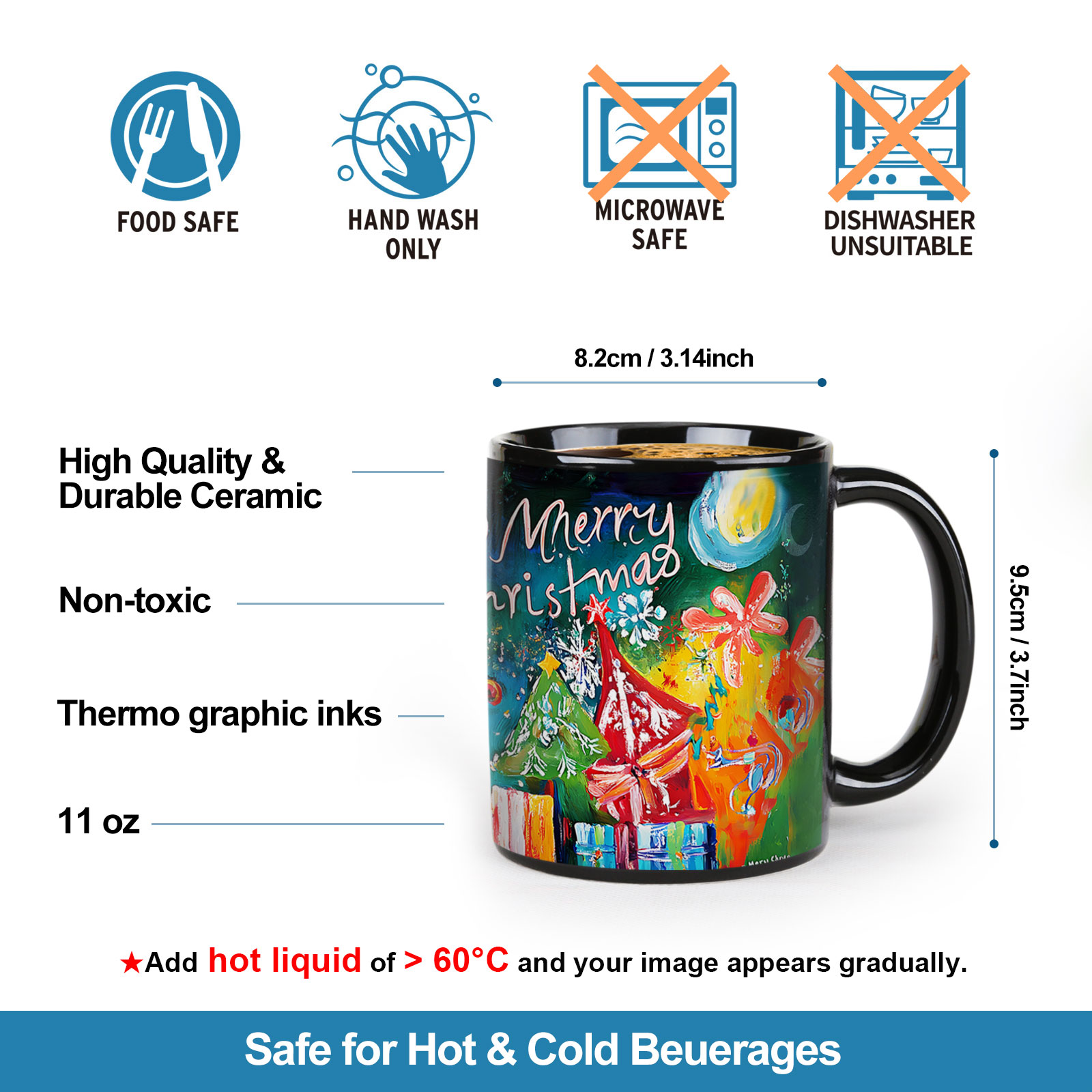 A21-Tree-Trees & Snowman，Color Changing Mug Magic Mug.