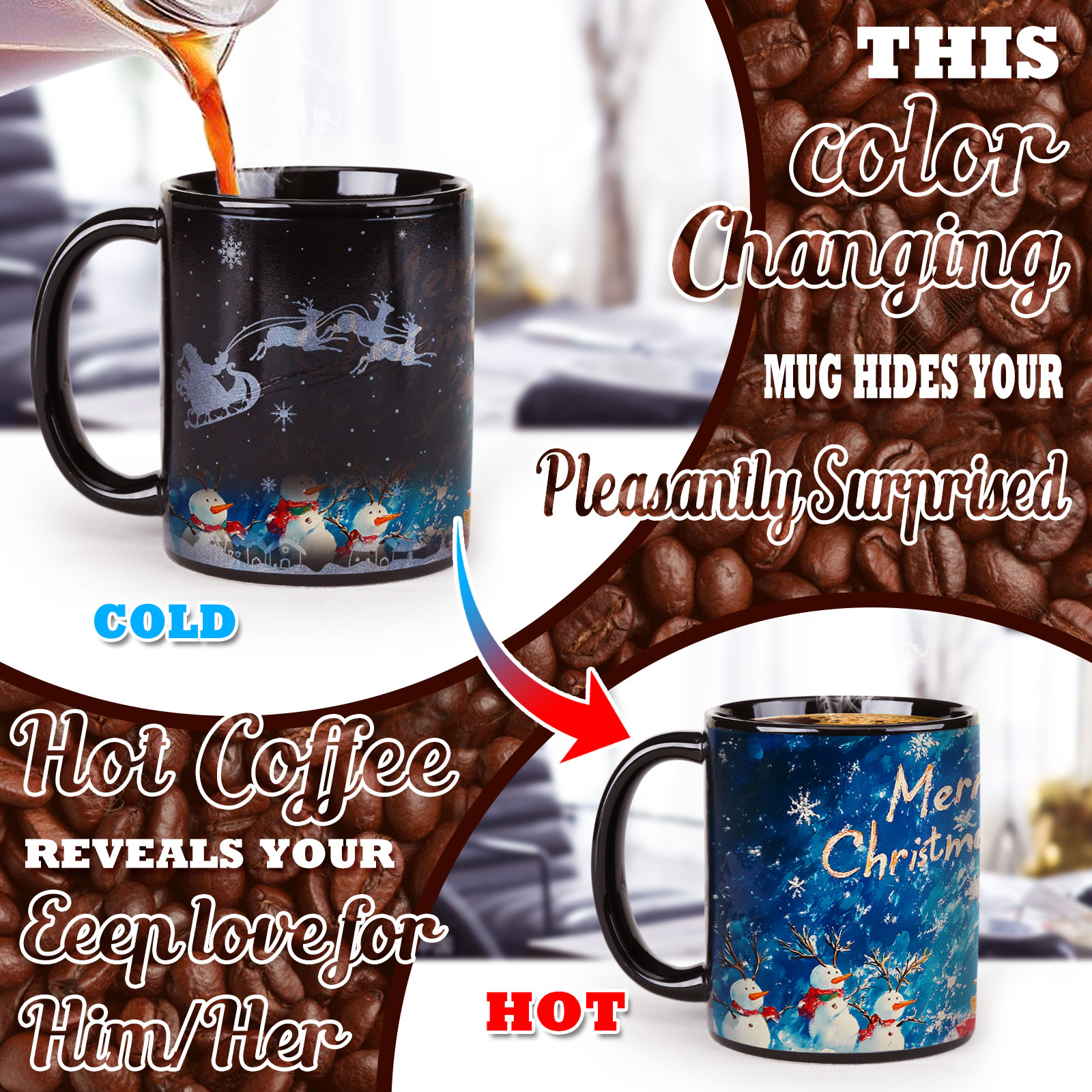 A12-Luche-Trees & Snowman，Color Changing Mug Magic Mug.