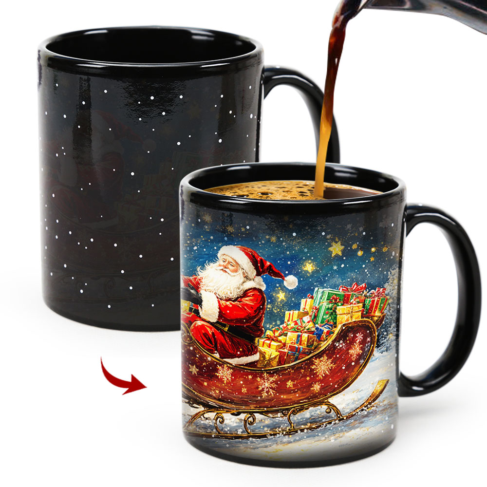 Stary-Deer cart &Santa Claus，Color Changing Mug Magic Mug.