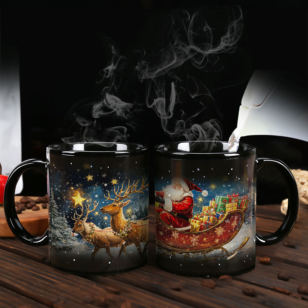 Stary-Deer cart &Santa Claus，Color Changing Mug Magic Mug.