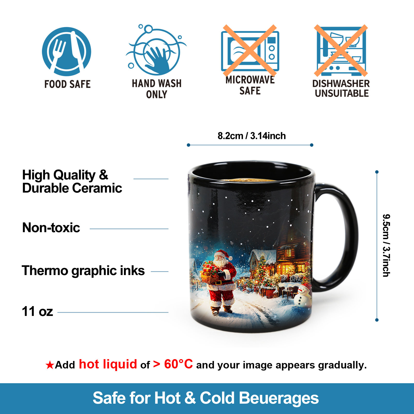 Stary-Snow House &Santa Claus, Color Changing Mug Magic Mug.