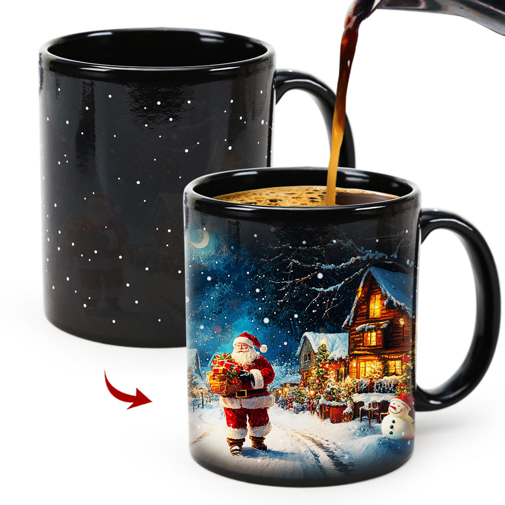 Stary-Snow House &Santa Claus, Color Changing Mug Magic Mug.