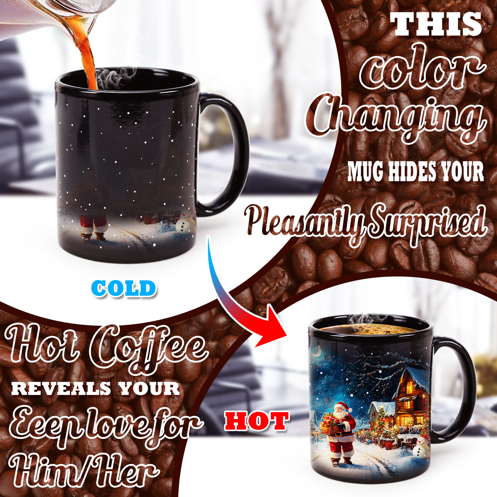 Stary-Snow House &Santa Claus, Color Changing Mug Magic Mug.