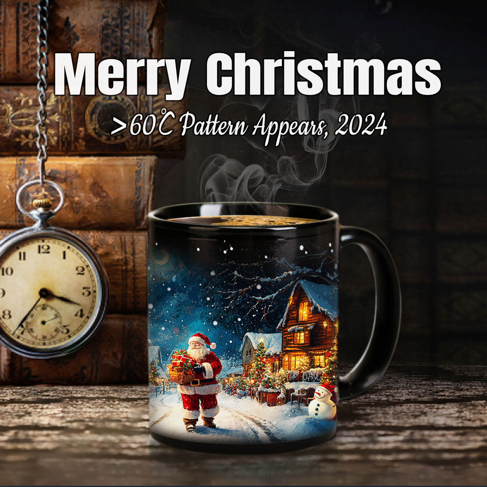 Stary-Snow House &Santa Claus, Color Changing Mug Magic Mug.