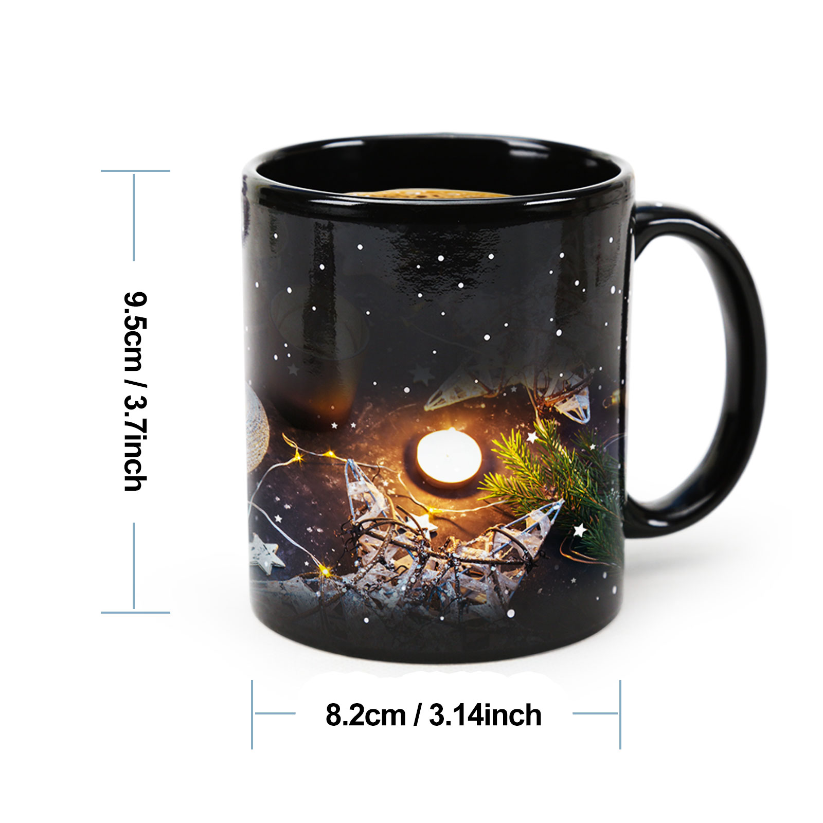 Stary-Candlelight & Christmas Tree，Color Changing Mug Magic Mug.