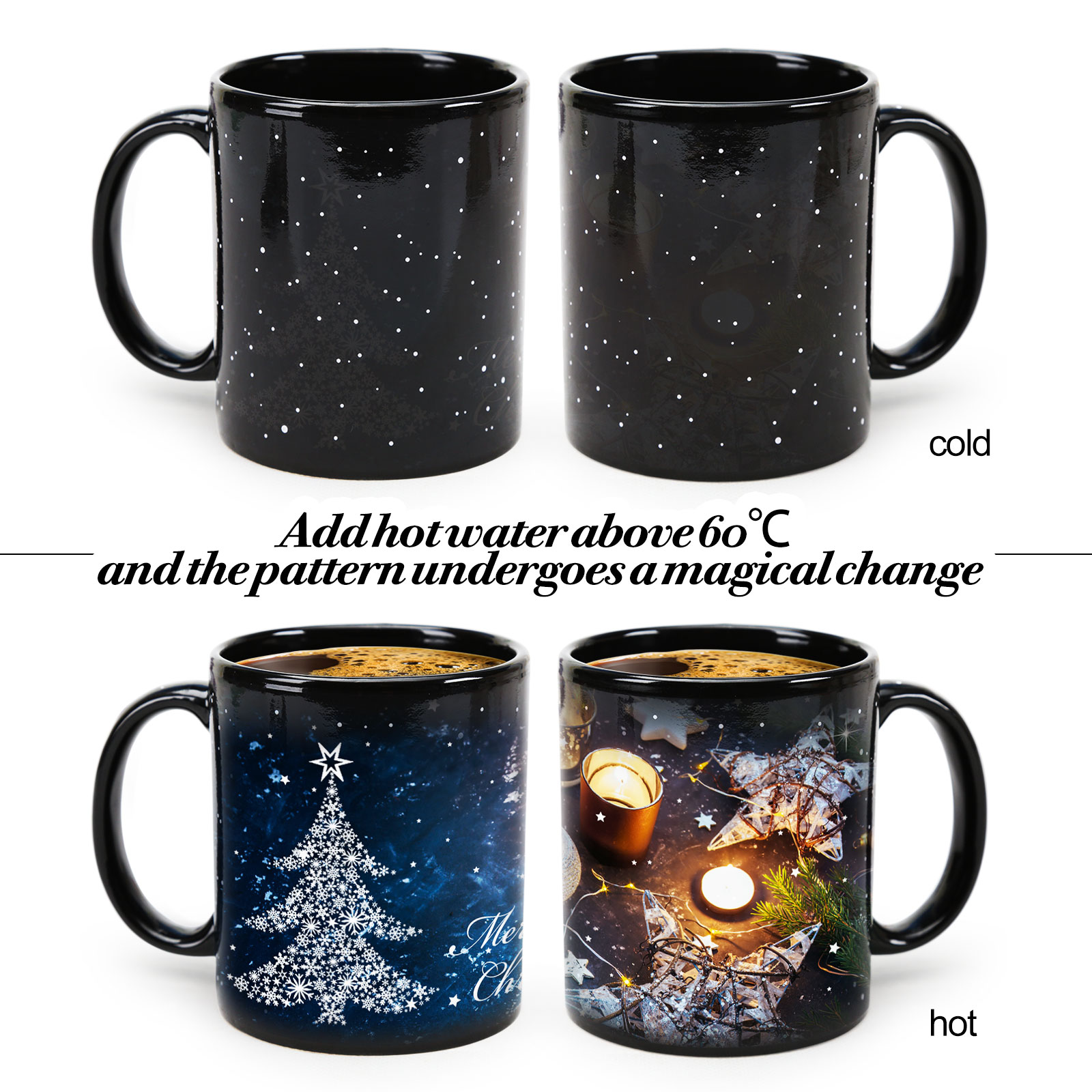 Stary-Candlelight & Christmas Tree，Color Changing Mug Magic Mug.