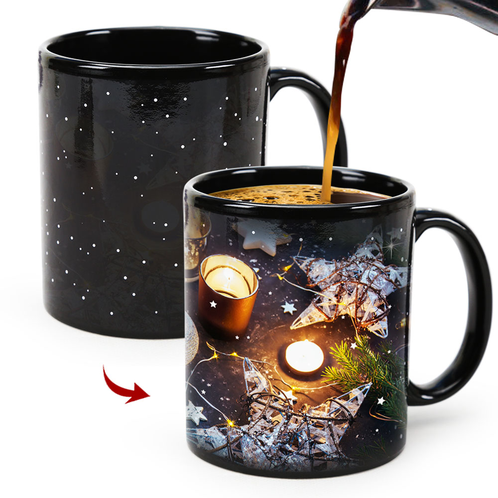Stary-Candlelight & Christmas Tree，Color Changing Mug Magic Mug.