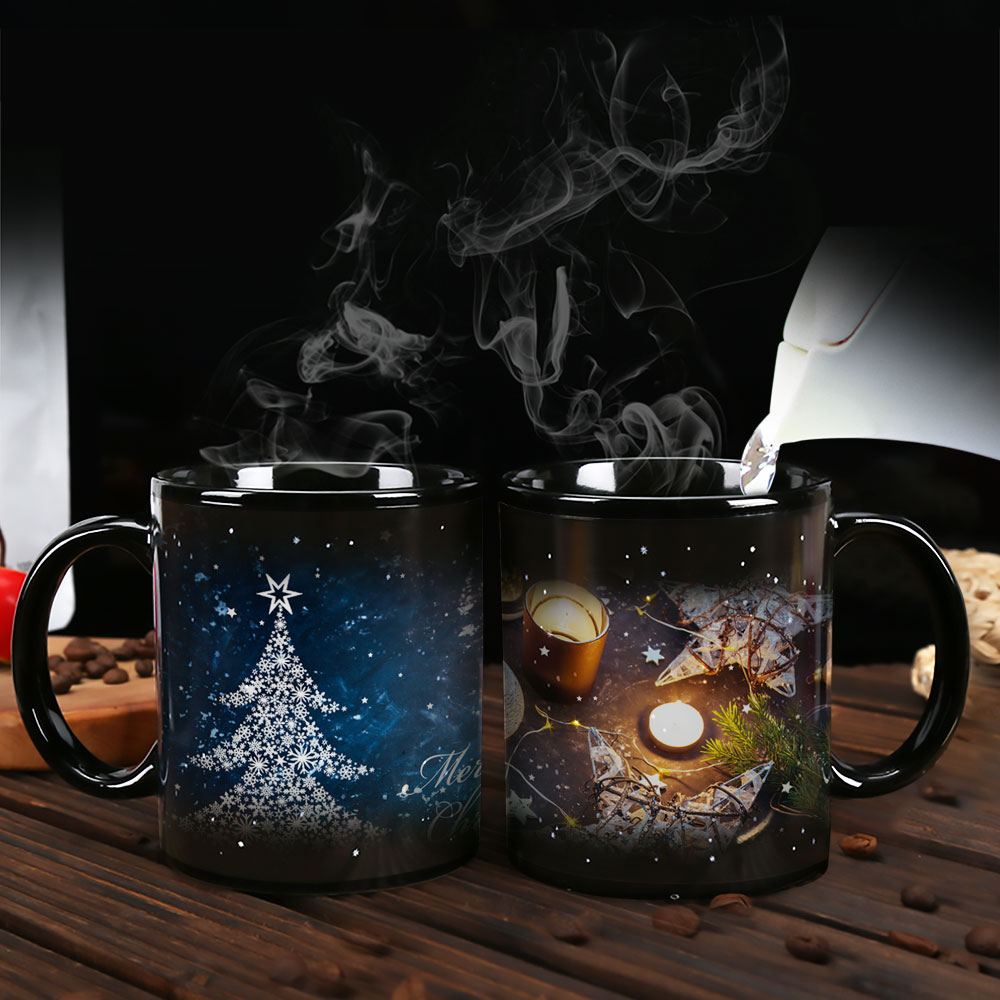 Stary-Candlelight & Christmas Tree，Color Changing Mug Magic Mug.