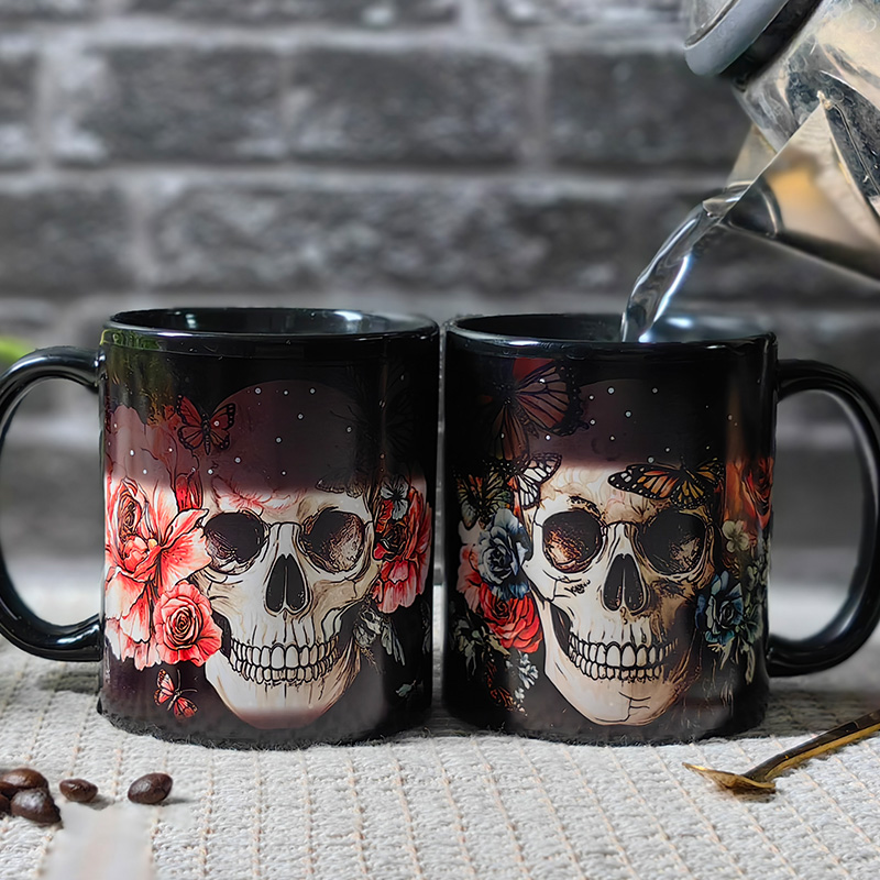 Starry-Skull，Halloween Color Changing Mug Magic Mug.